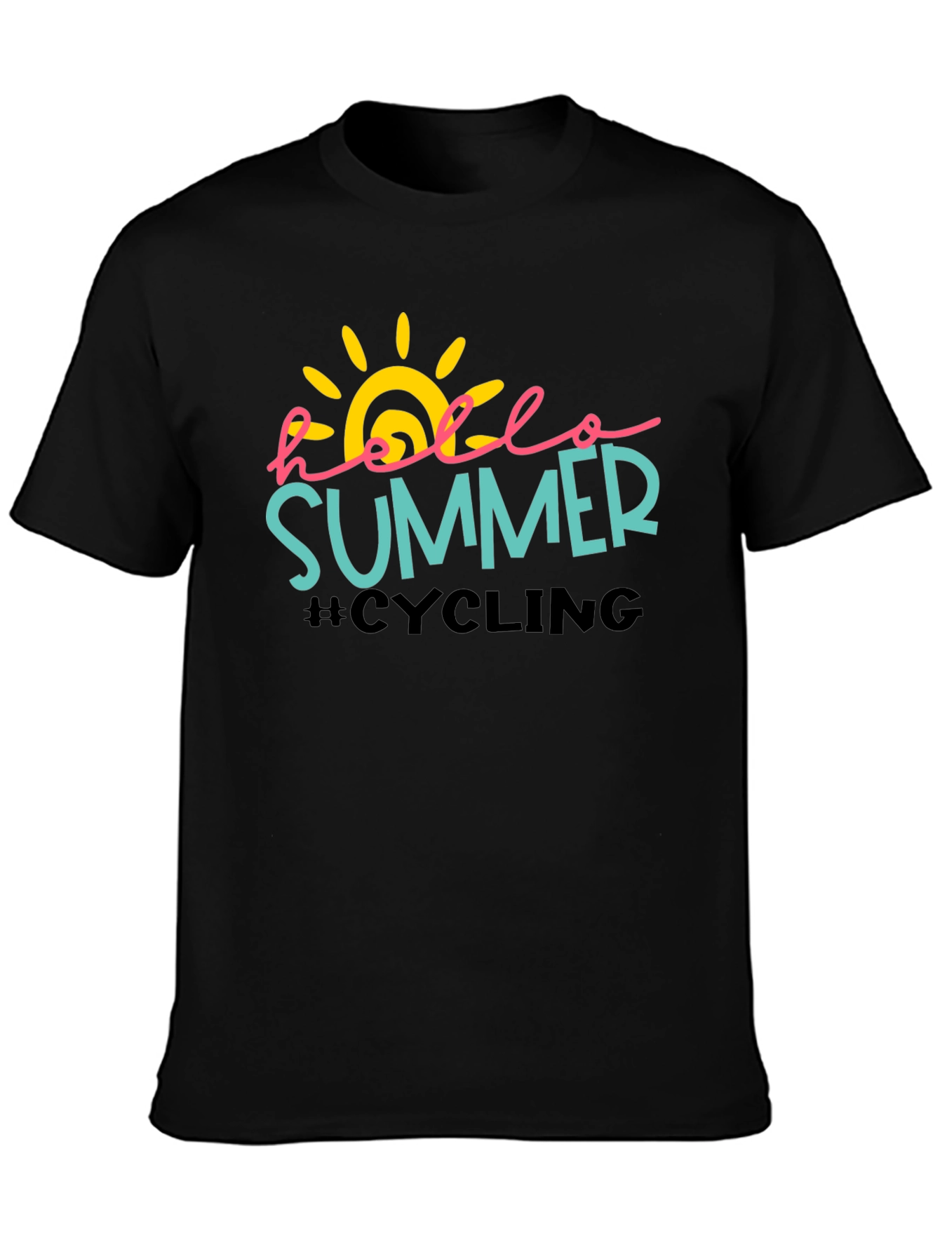 Hello Summer Cycling Black T-Shirt