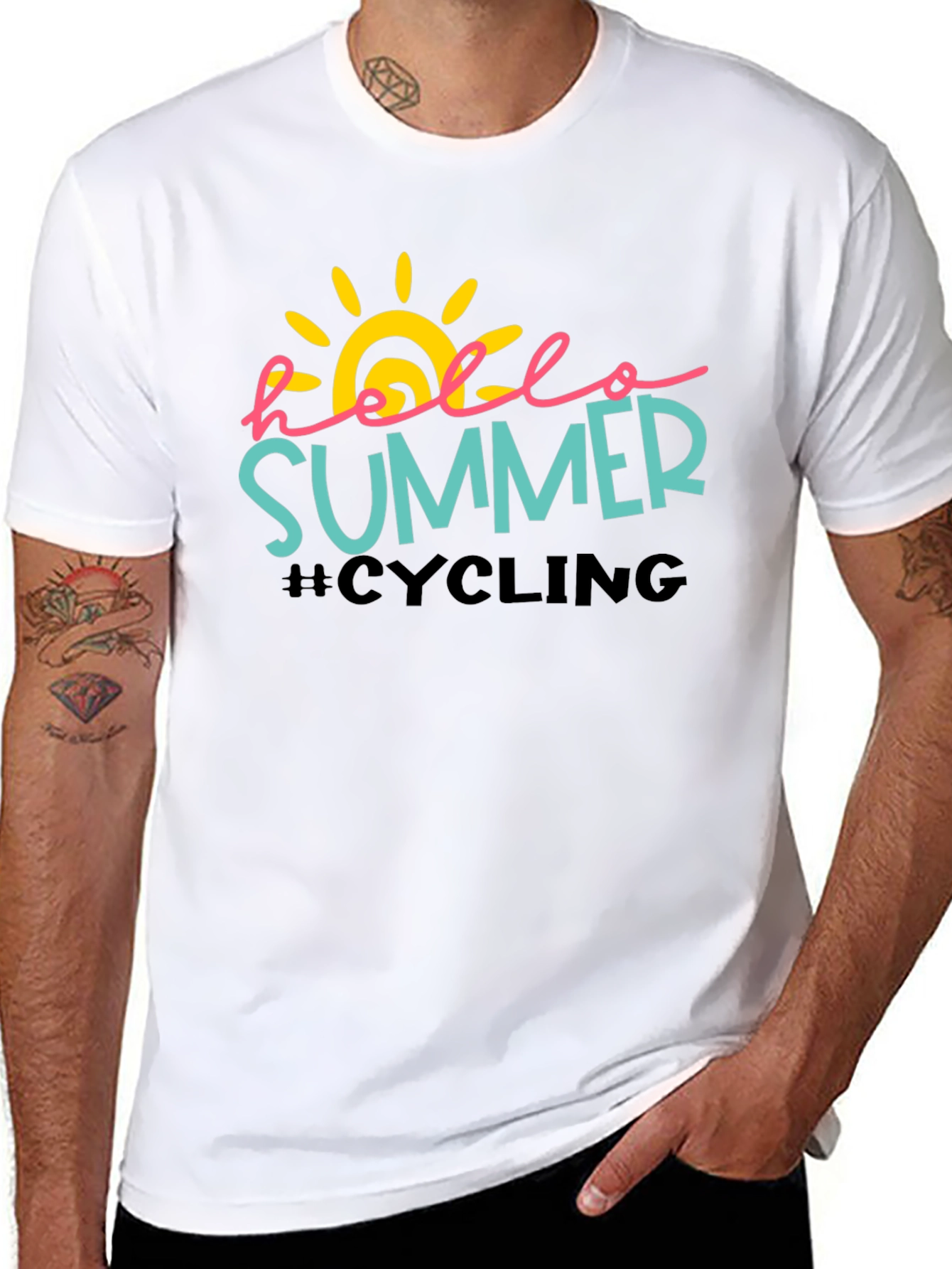 Hello Summer Cycling Black T-Shirt