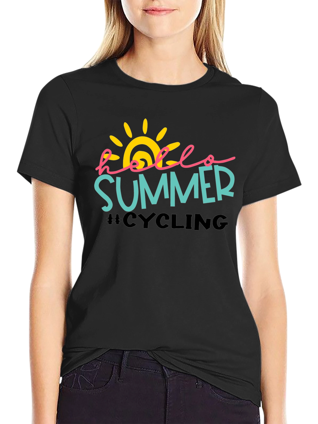 Hello Summer Cycling Black T-Shirt