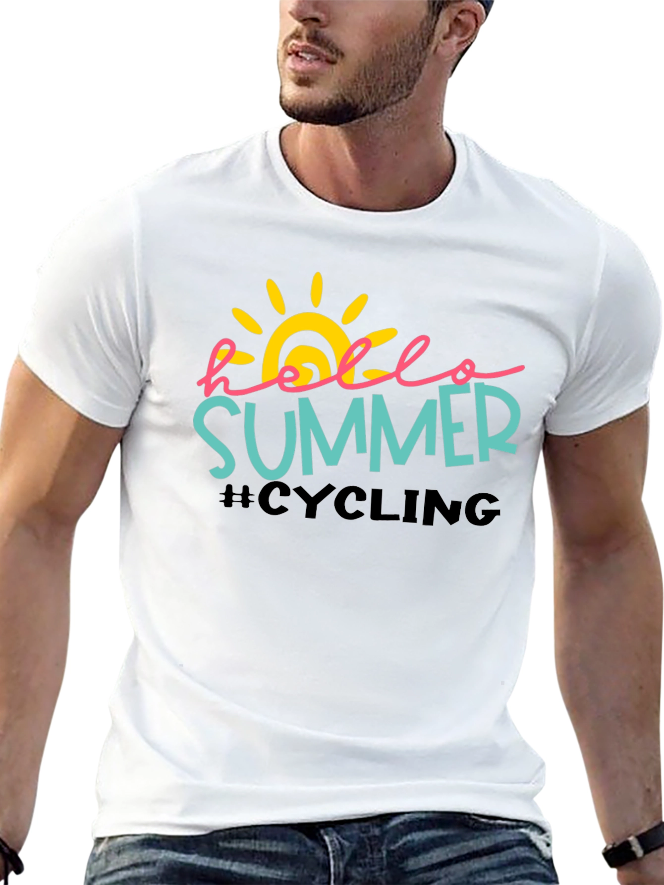 Hello Summer Cycling Black T-Shirt