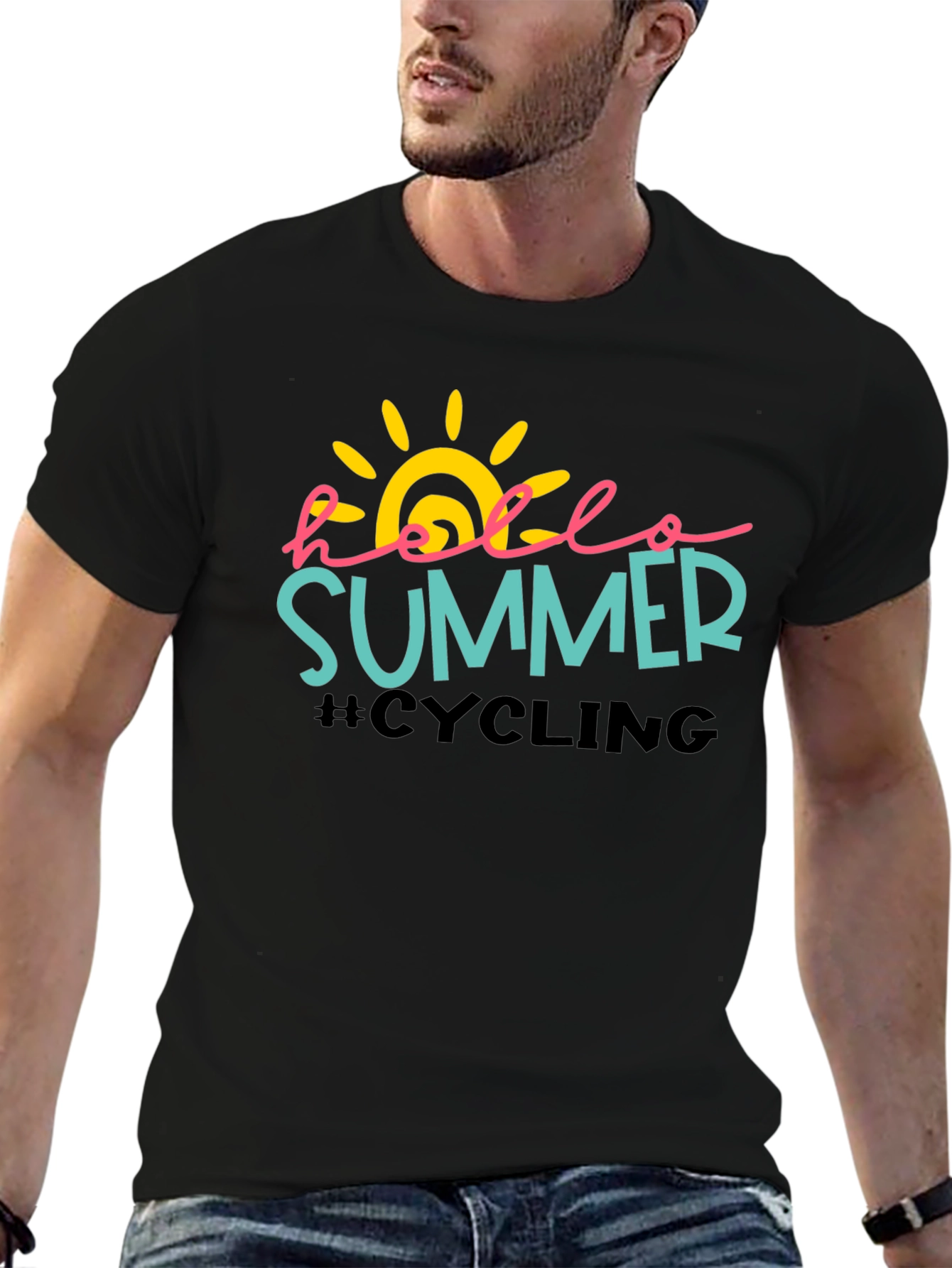 Hello Summer Cycling Black T-Shirt