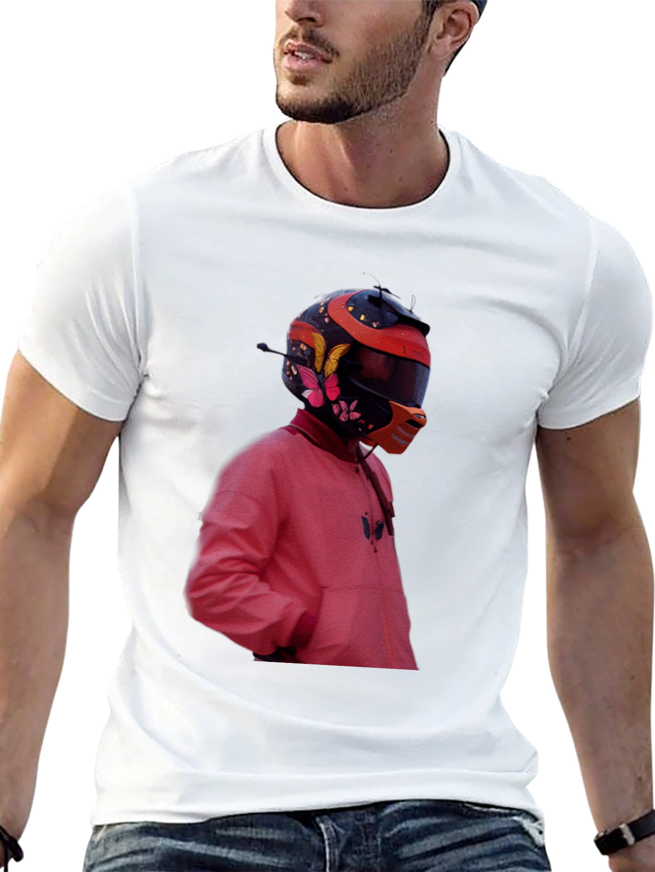 Trendy Graphic Tee - Rider Helmet Design