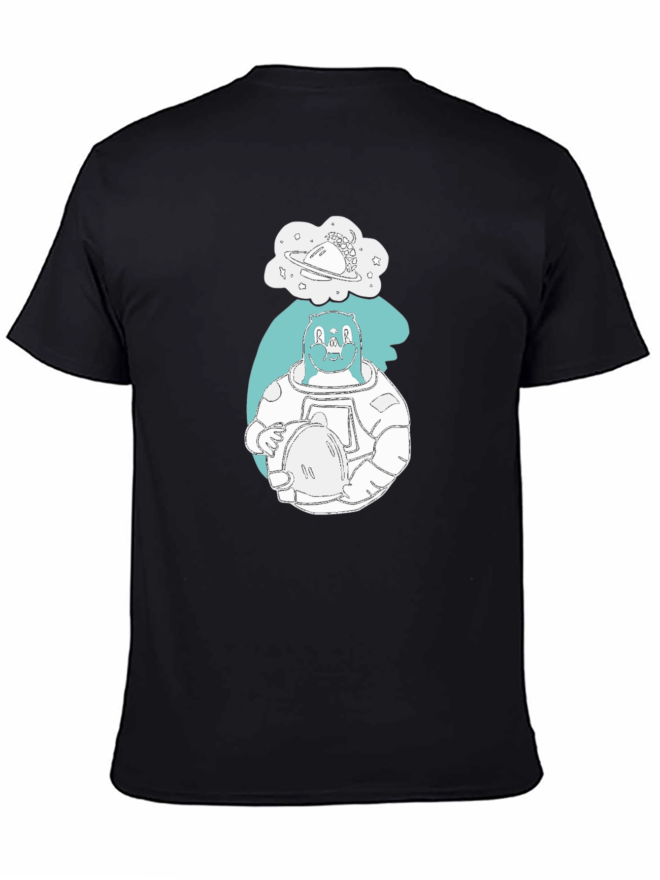 Bear Astronaut Graphic Print T-Shirt