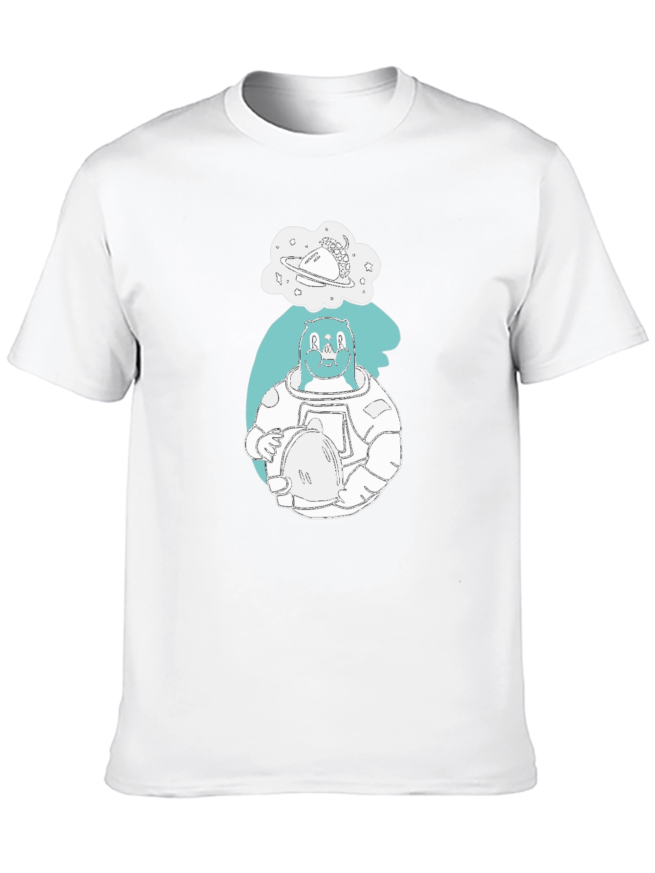 Bear Astronaut Graphic Print T-Shirt