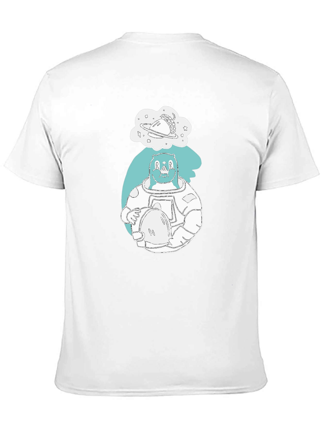 Bear Astronaut Graphic Print T-Shirt