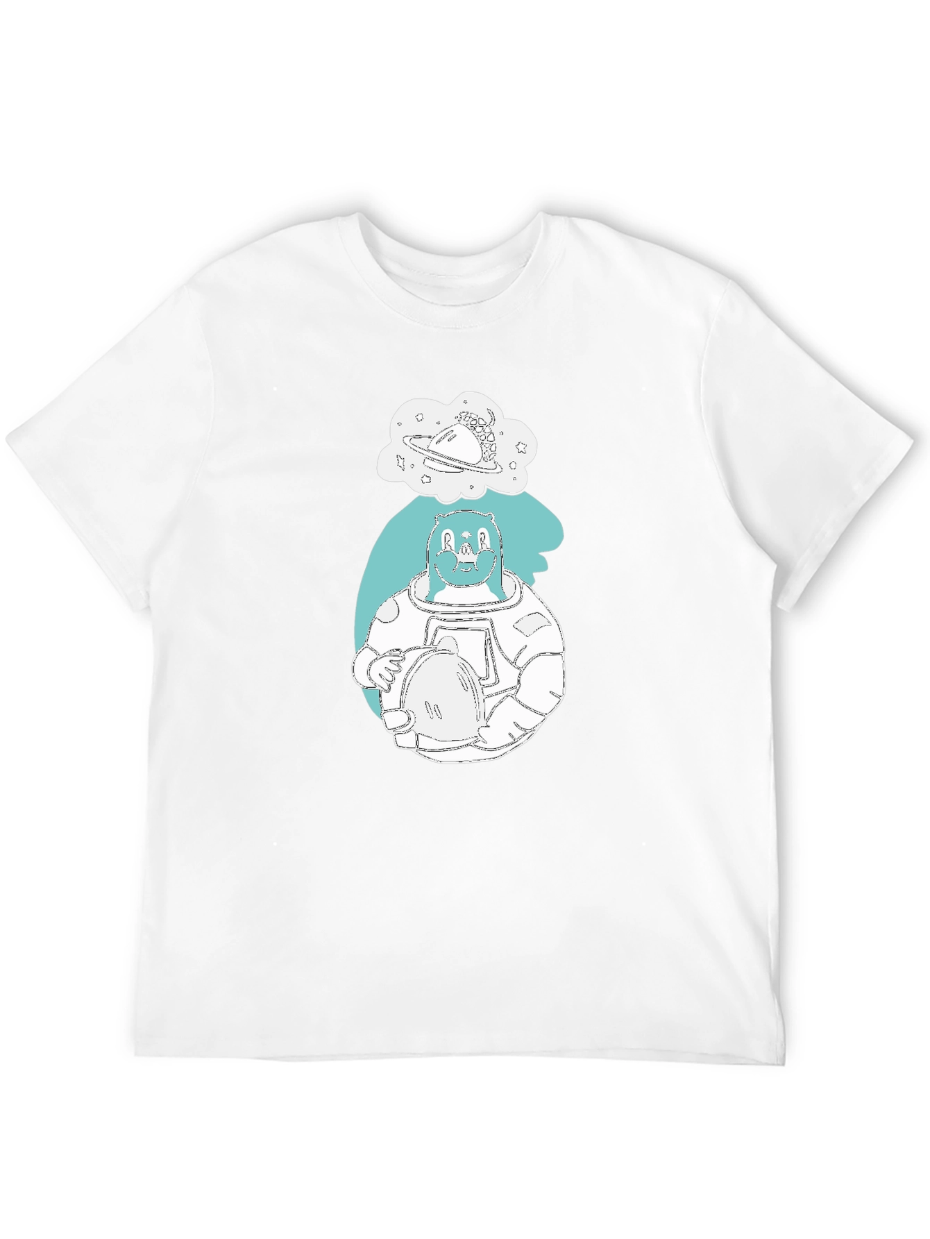 Bear Astronaut Graphic Print T-Shirt