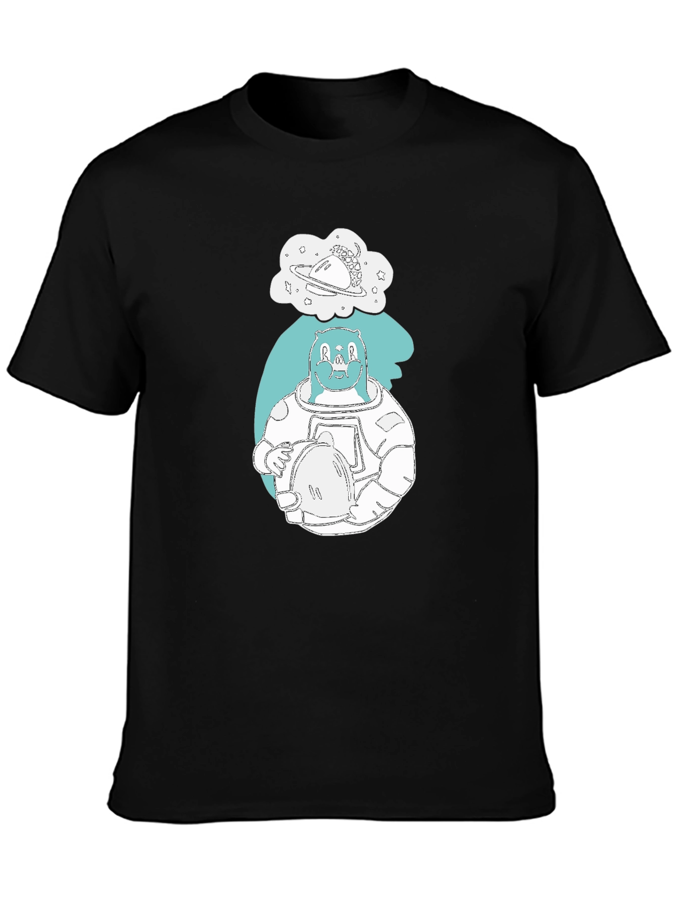 Bear Astronaut Graphic Print T-Shirt