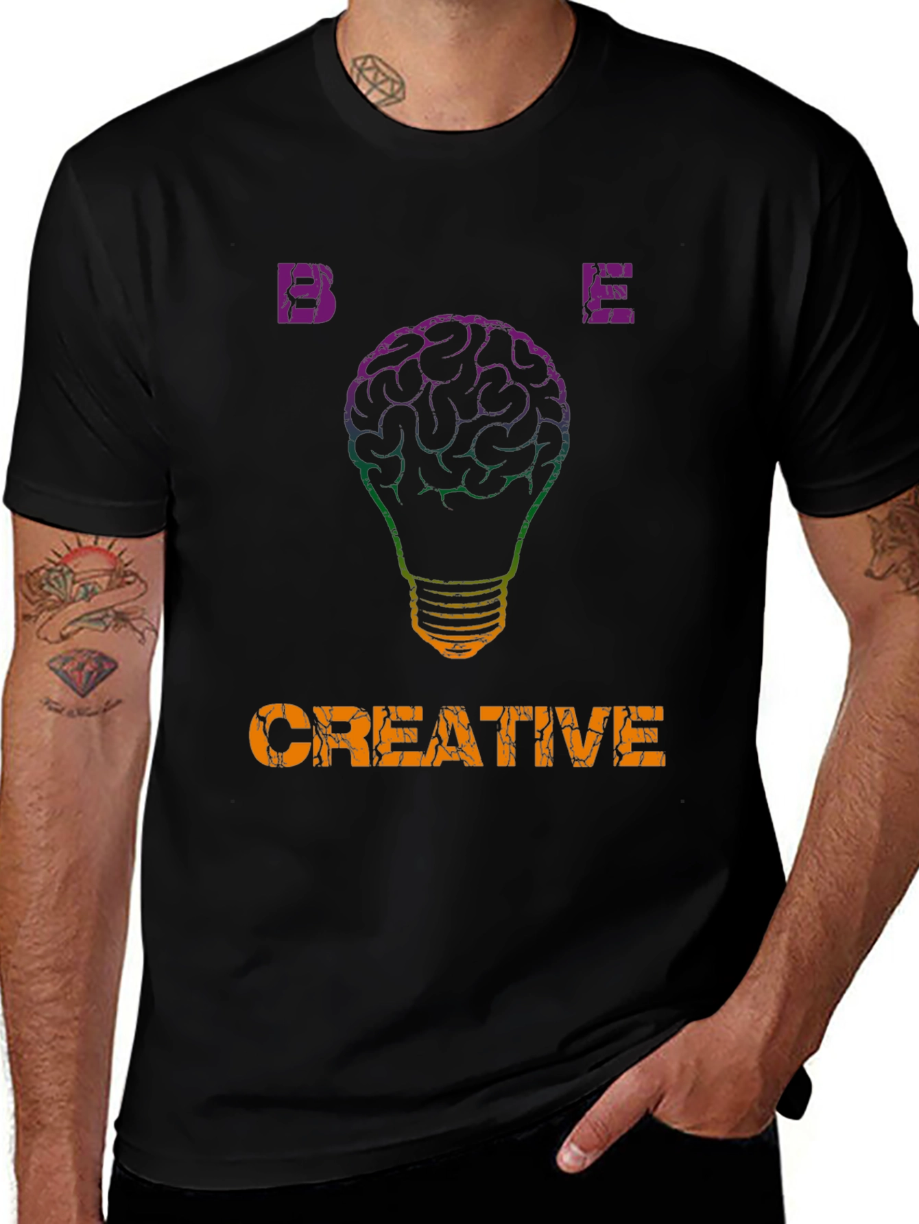 Be Creative T-Shirt - Brain Lightbulb Design