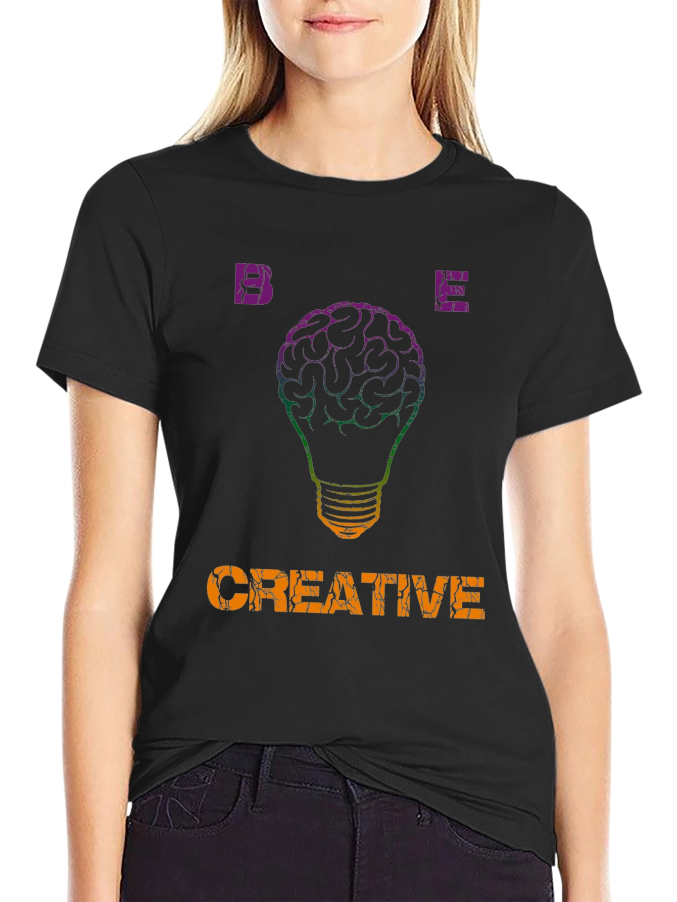 Be Creative T-Shirt - Brain Lightbulb Design