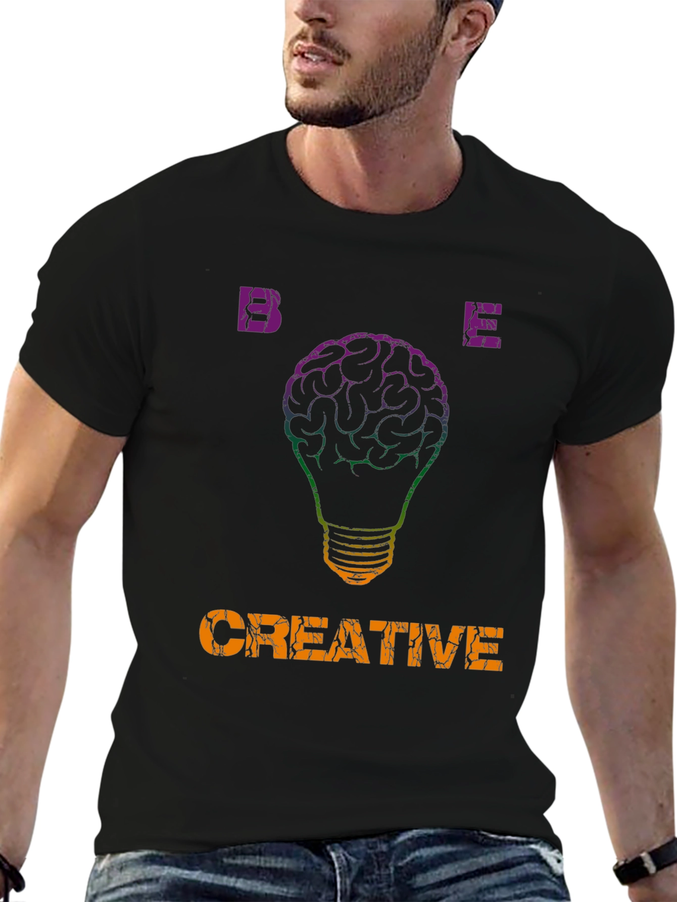 Be Creative T-Shirt - Brain Lightbulb Design