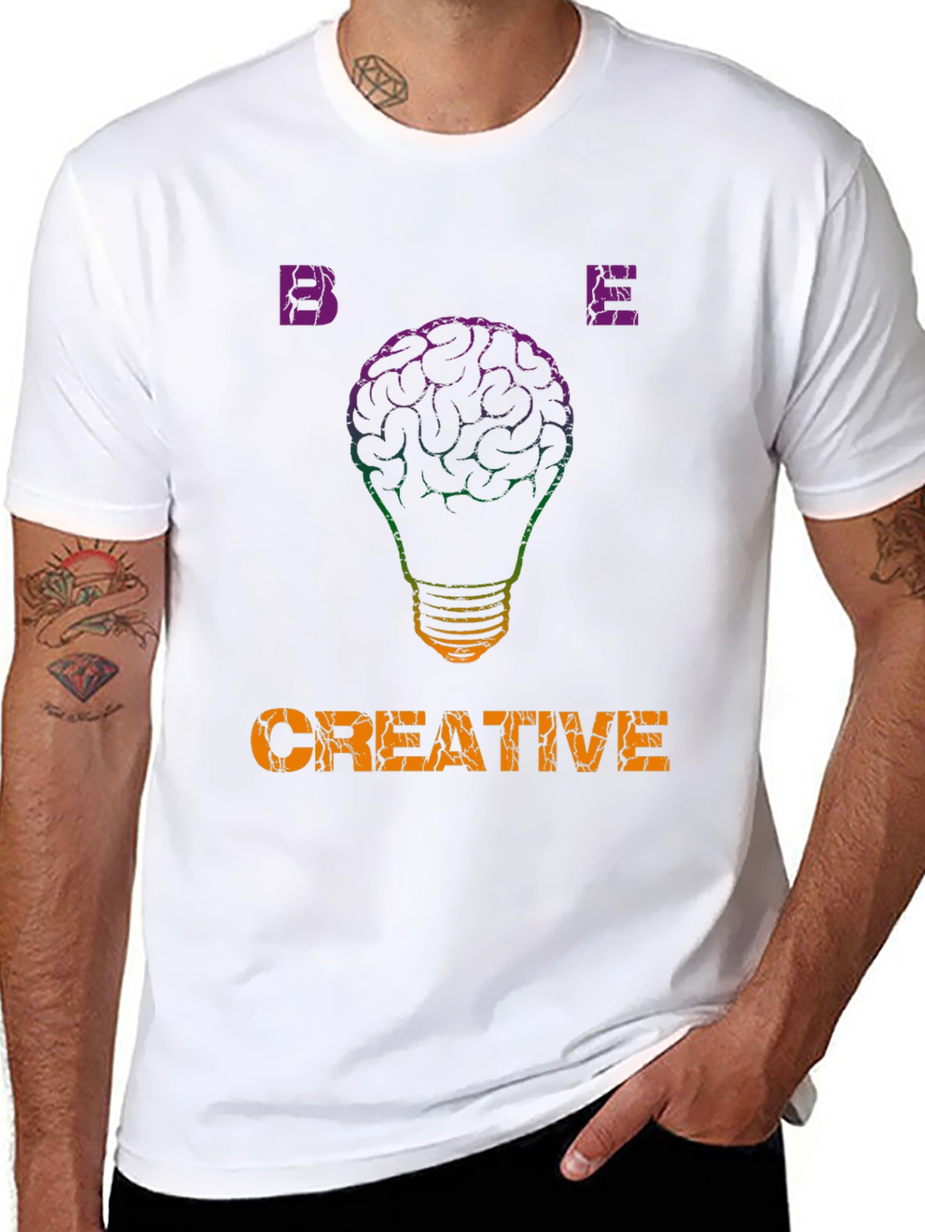 Be Creative T-Shirt - Brain Lightbulb Design