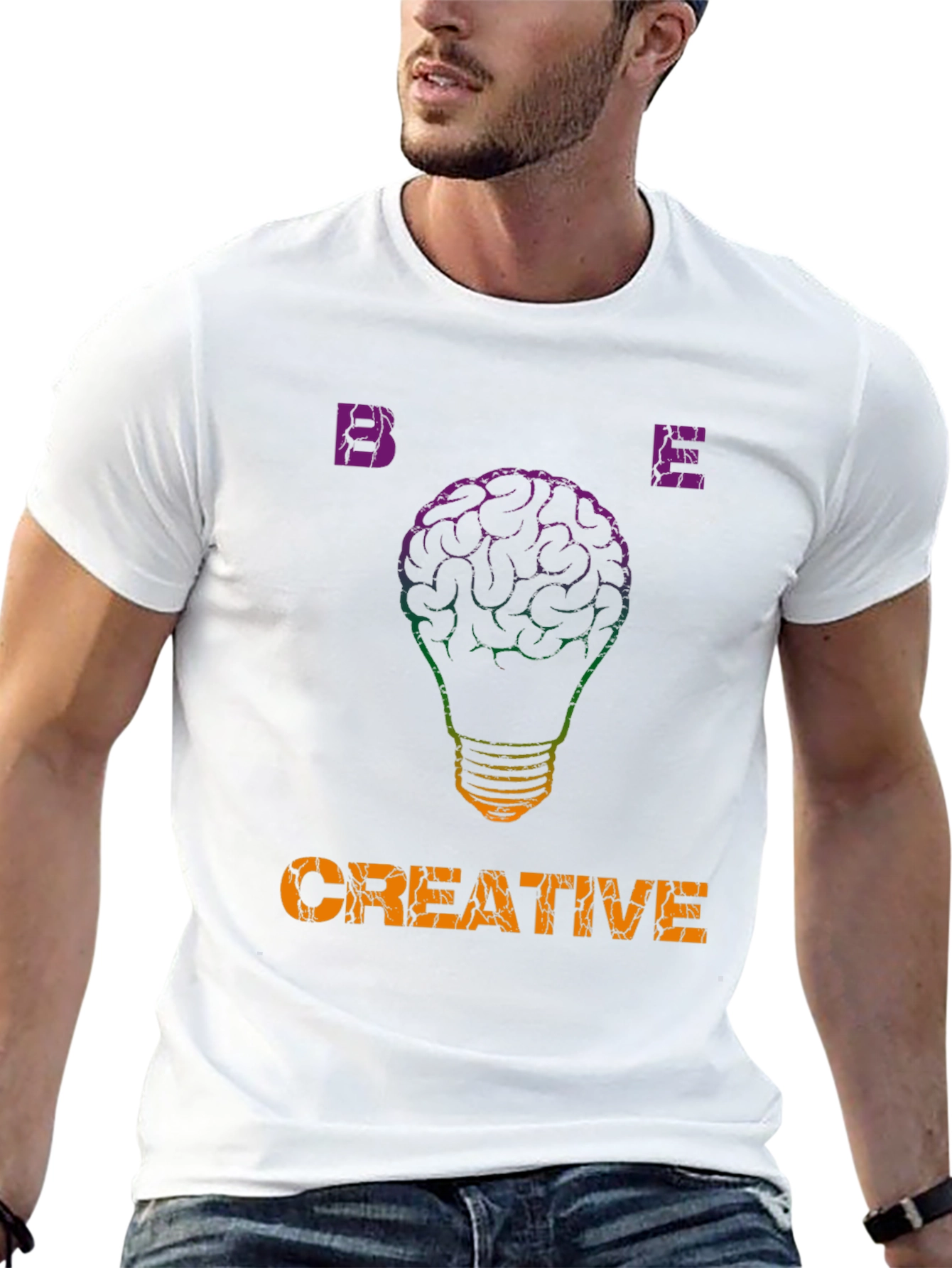 Be Creative T-Shirt - Brain Lightbulb Design