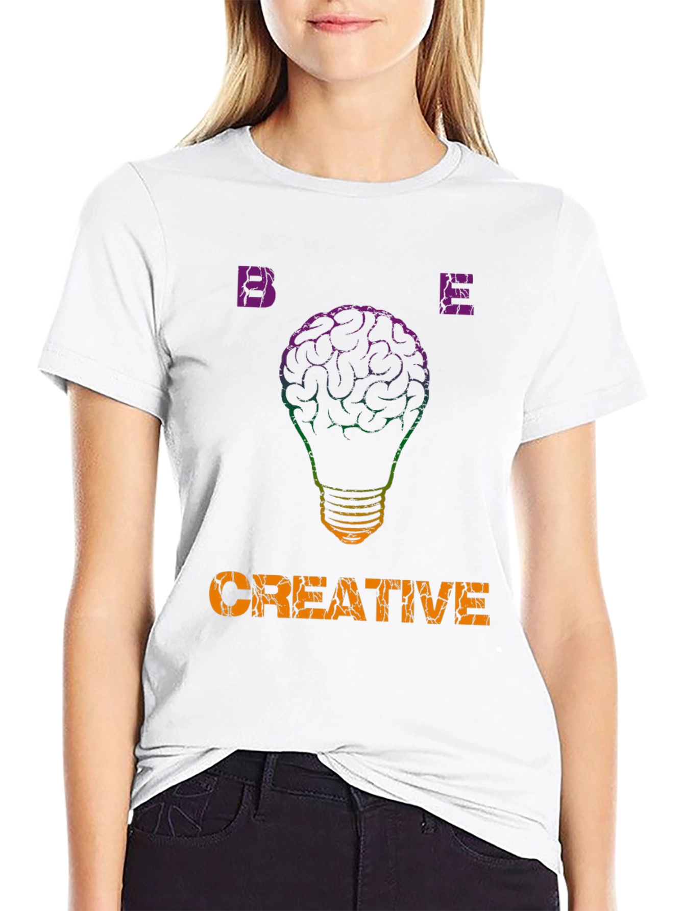 Be Creative T-Shirt - Brain Lightbulb Design