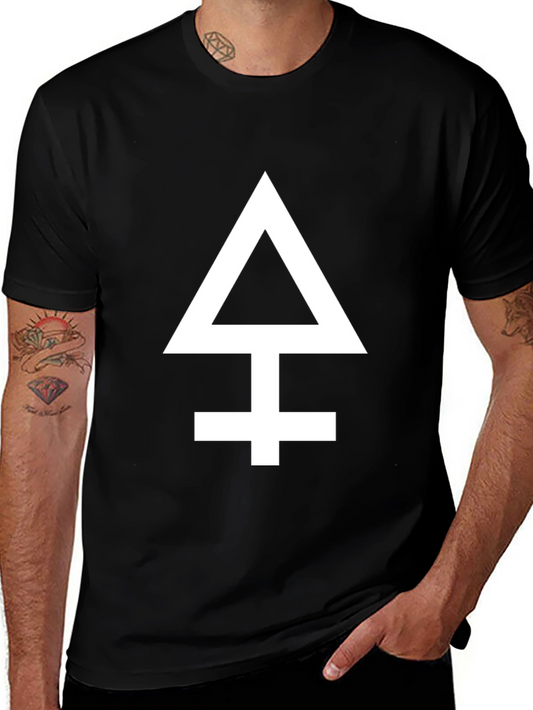 Black T-Shirt with White Symbolic Design