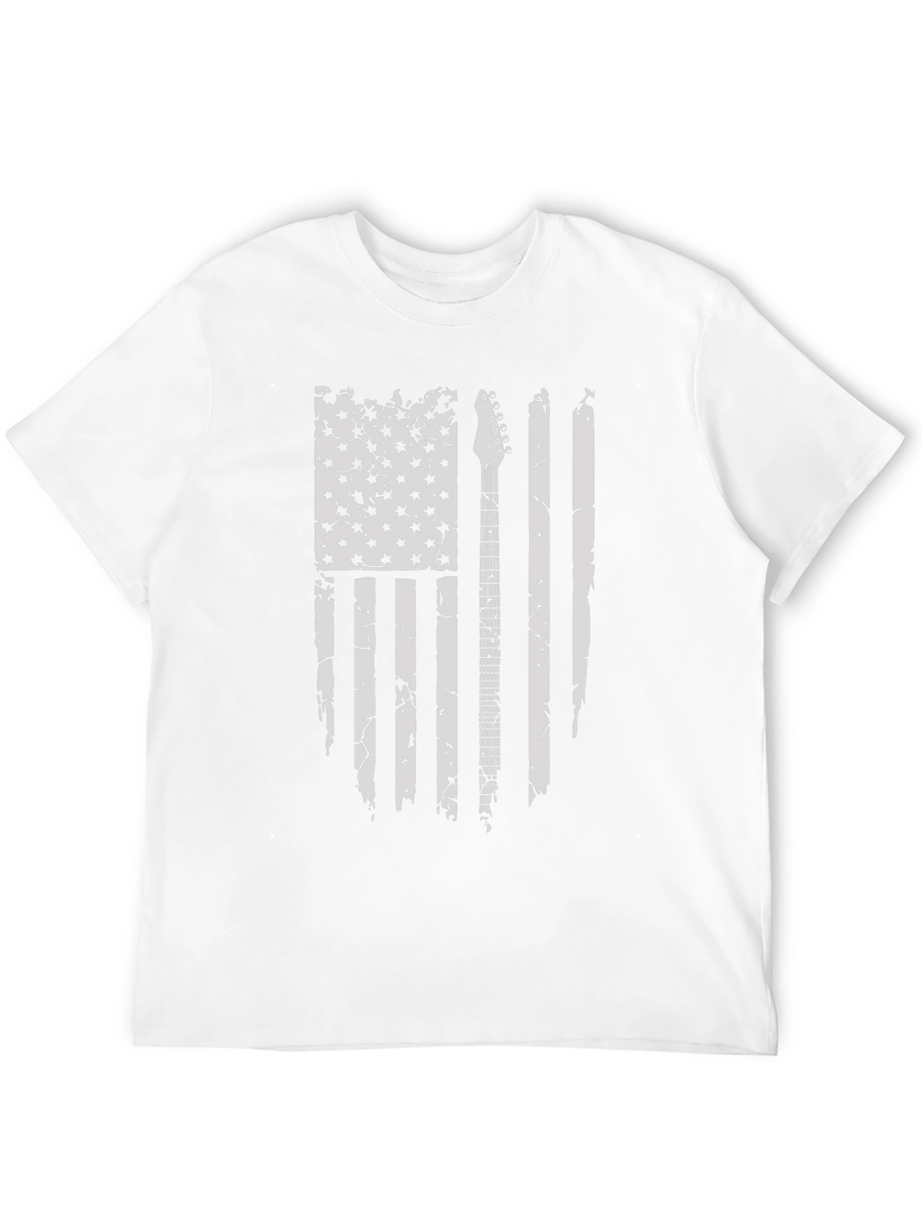 Distressed US Flag Guitar T-Shirt - Black