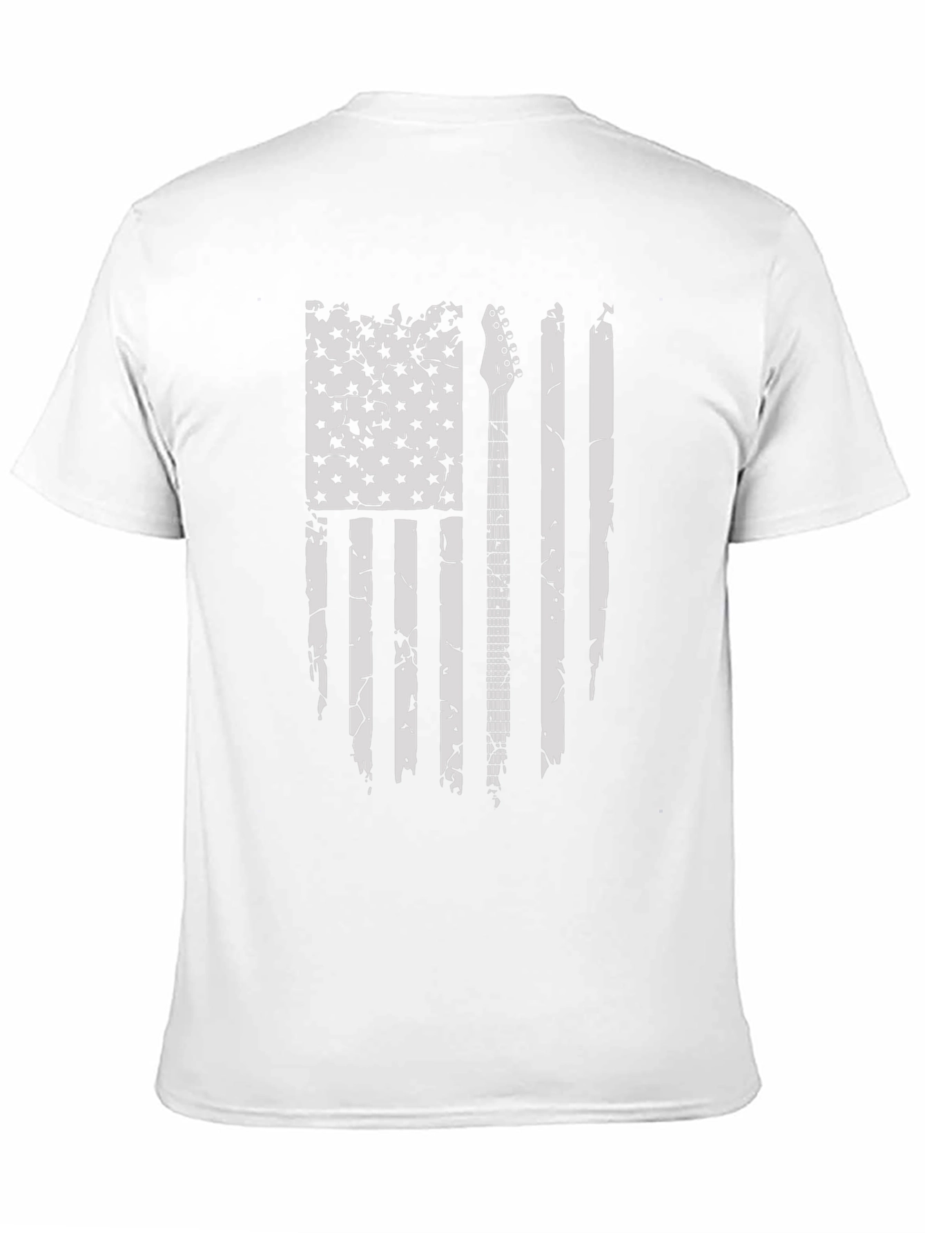Distressed US Flag Guitar T-Shirt - Black
