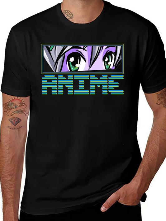 Anime Eyes Graphic Tee - Black T-Shirt