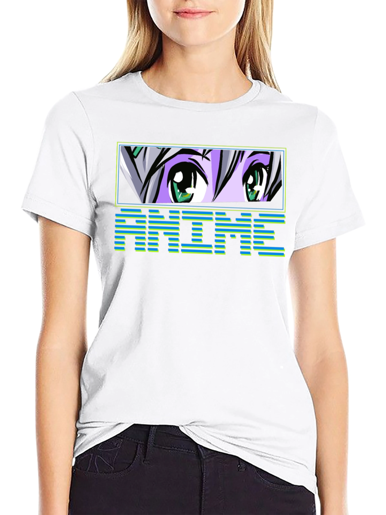 Anime Eyes Graphic Tee - Black T-Shirt