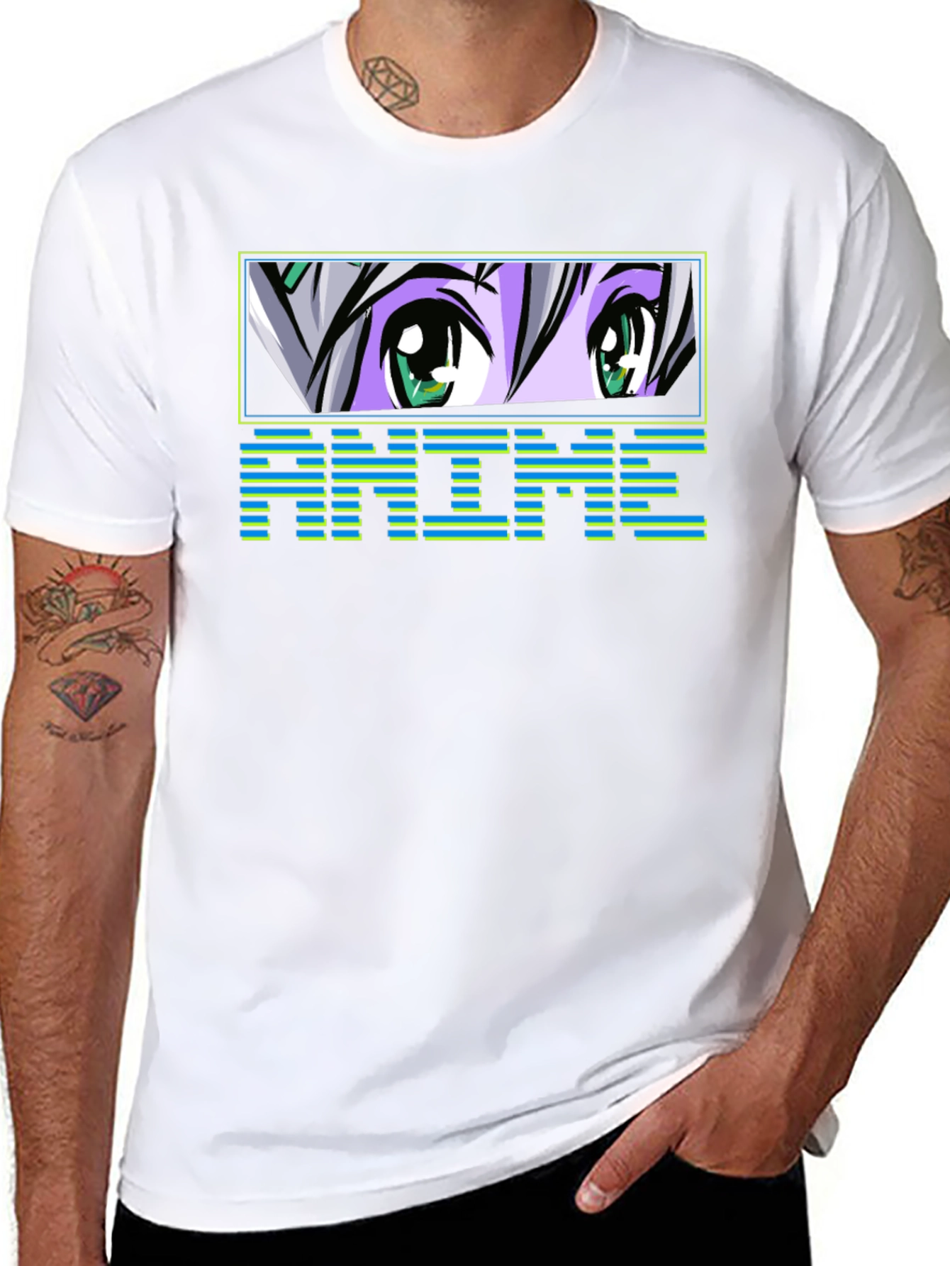 Anime Eyes Graphic Tee - Black T-Shirt