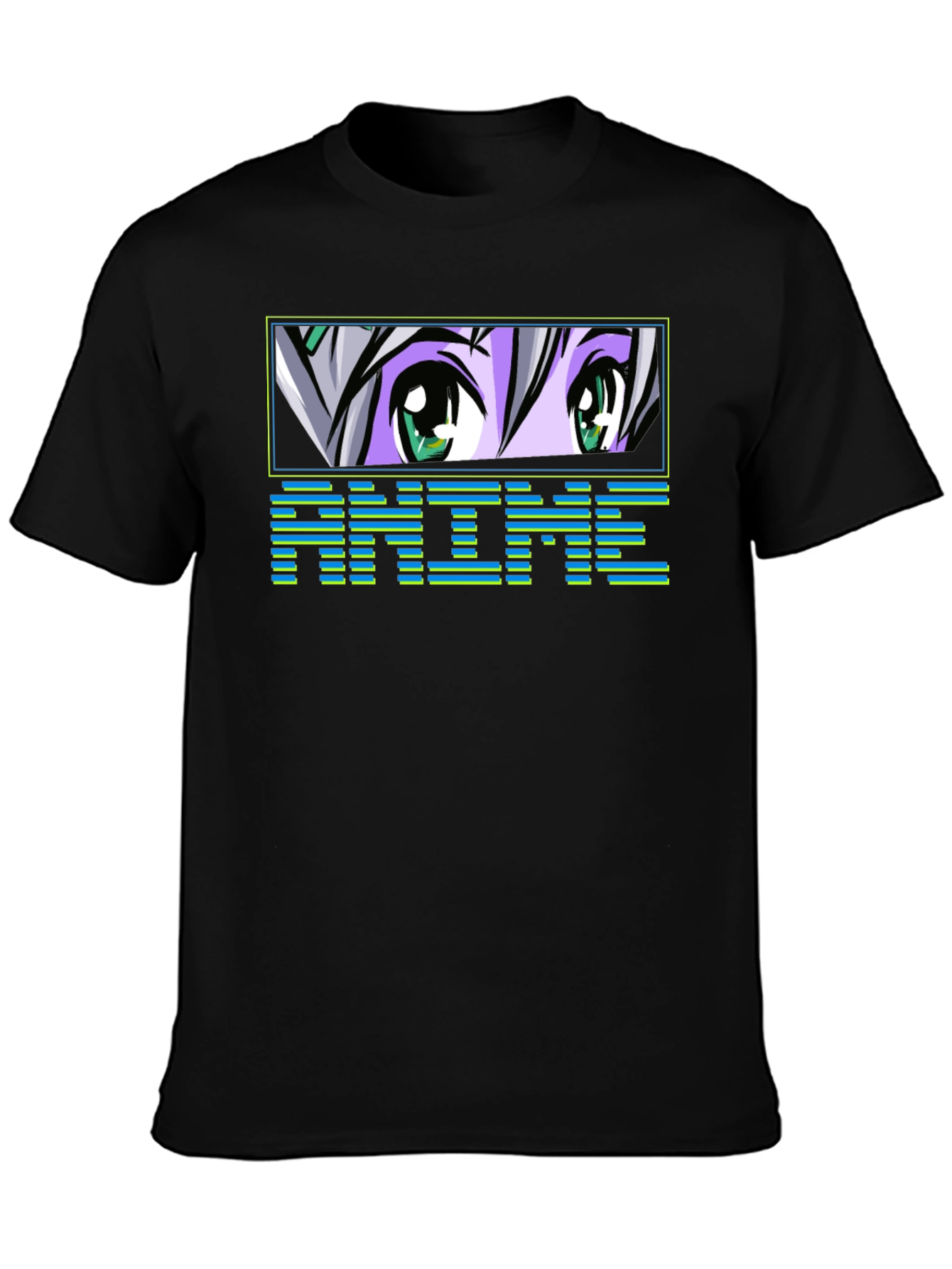 Anime Eyes Graphic Tee - Black T-Shirt