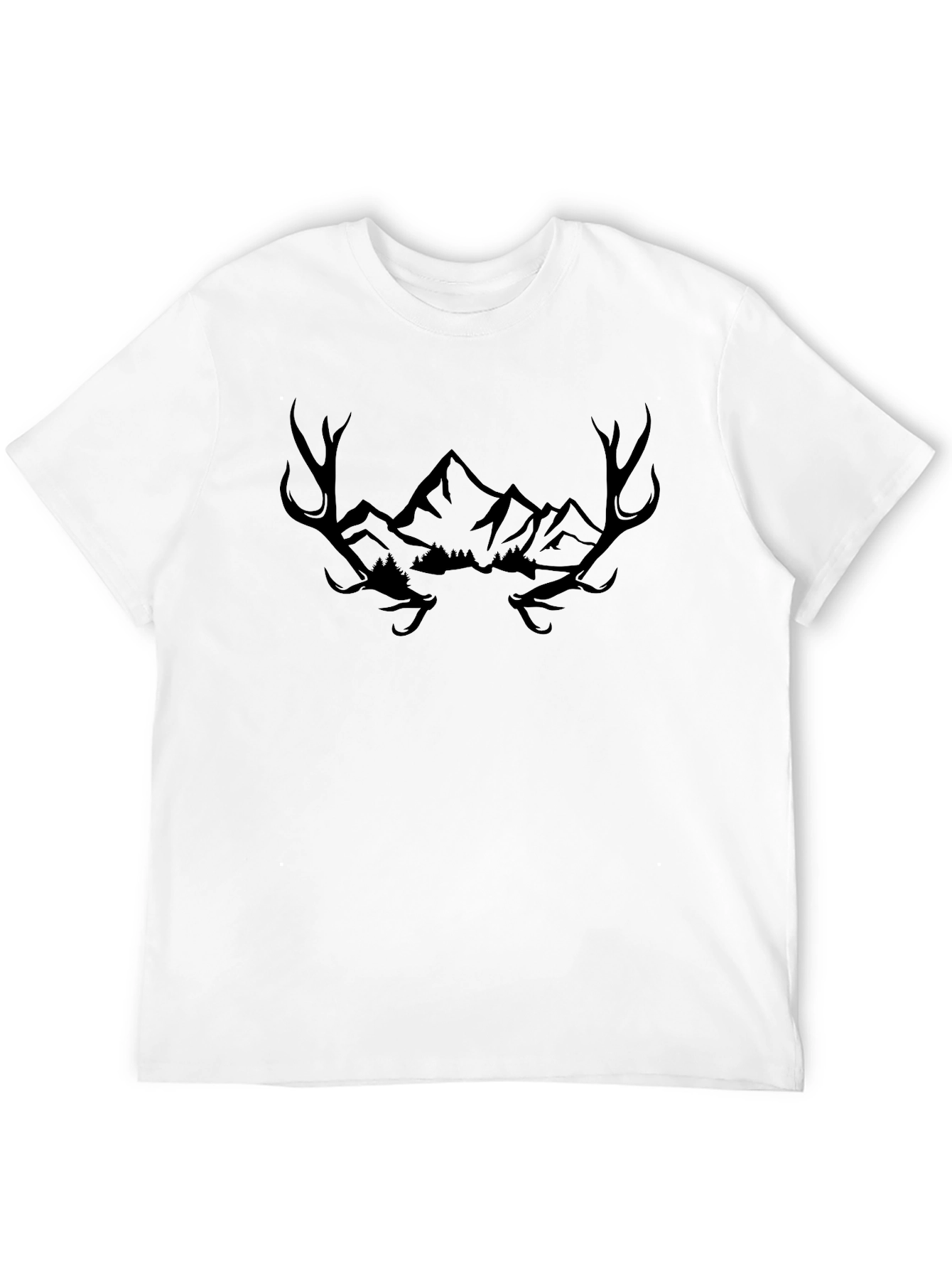 Antler Mountain Graphic Tee - Stylish Mens Black T-Shirt