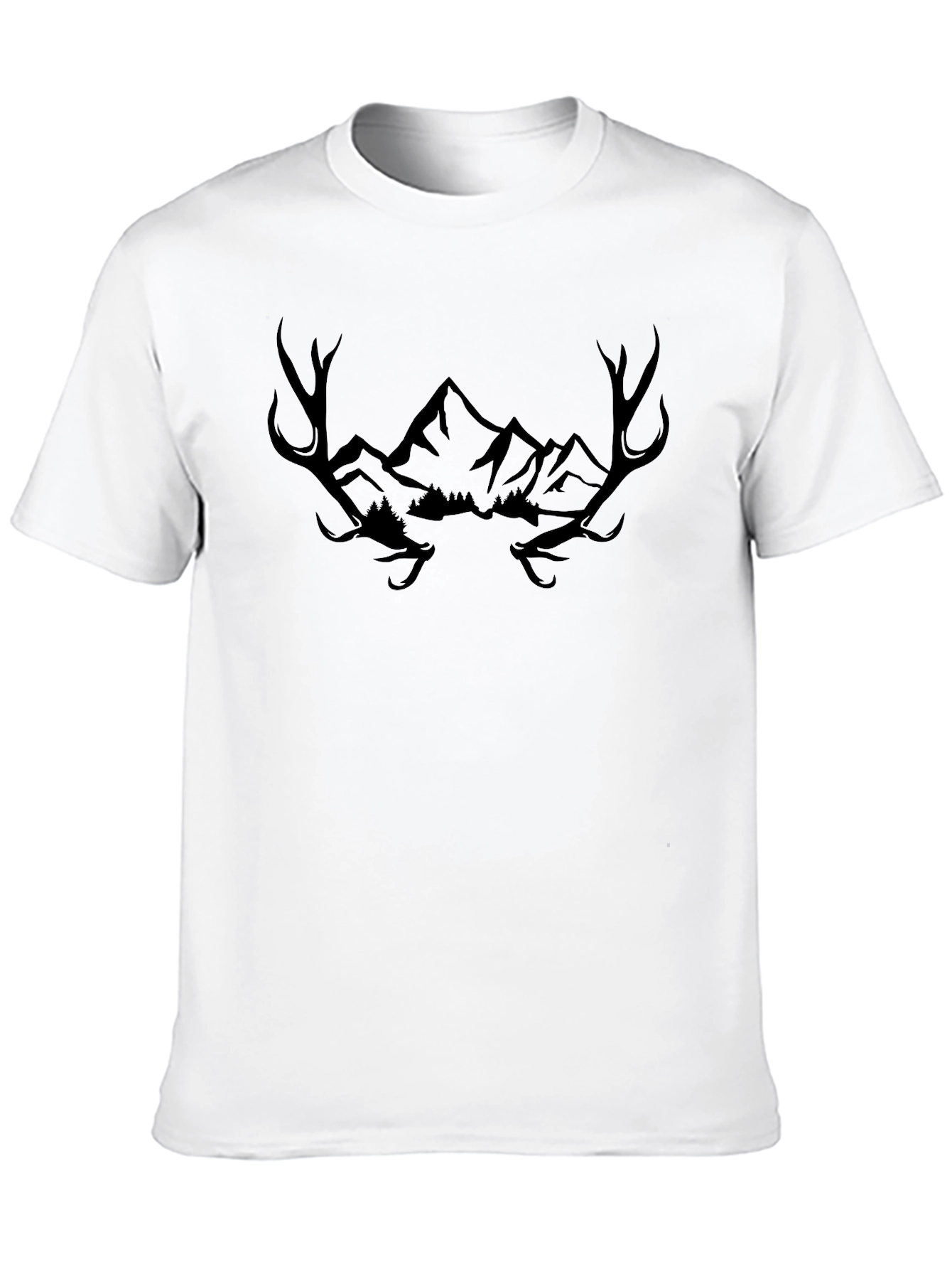Antler Mountain Graphic Tee - Stylish Mens Black T-Shirt