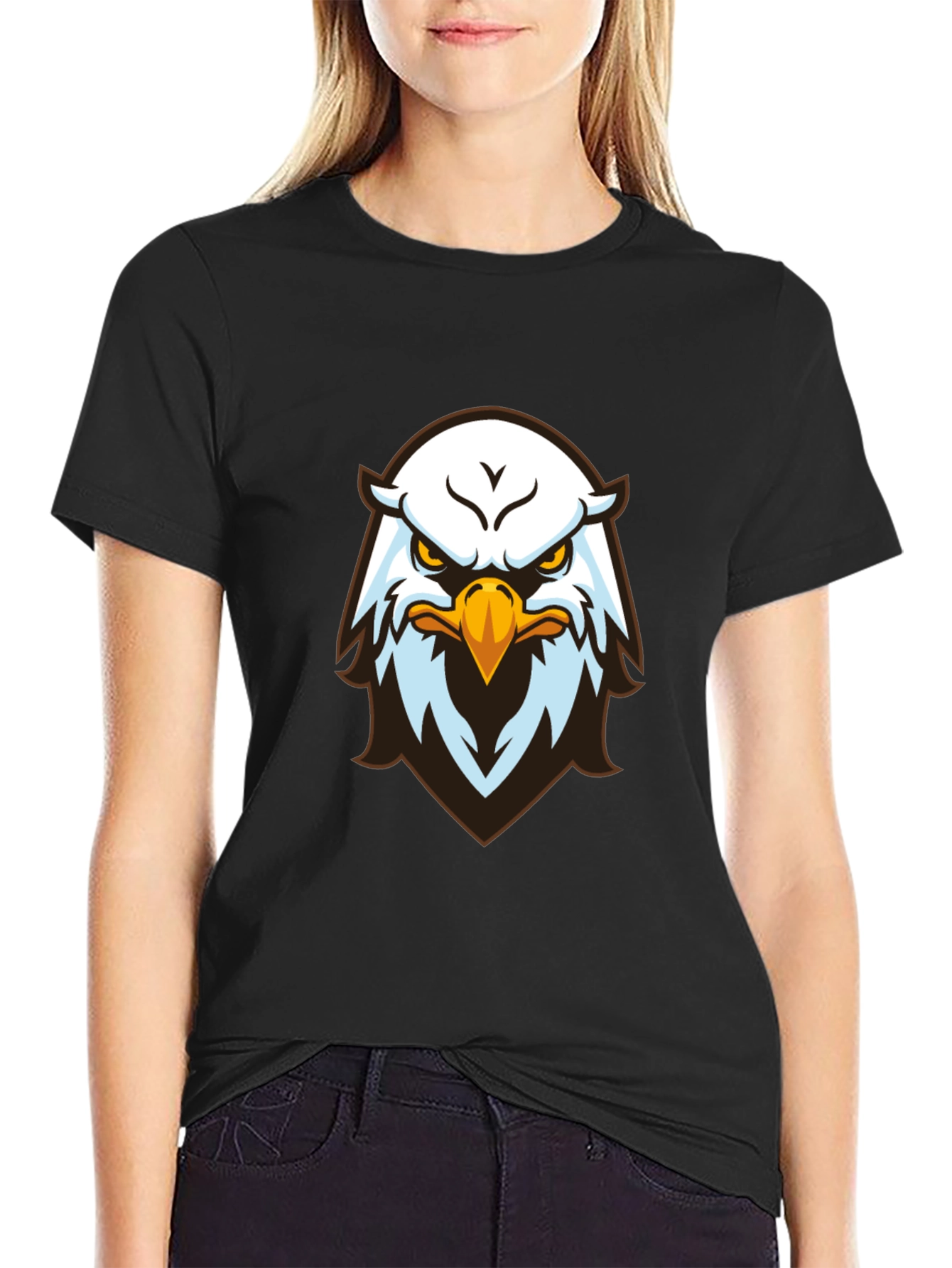 Eagle Graphic Print Black T-Shirt
