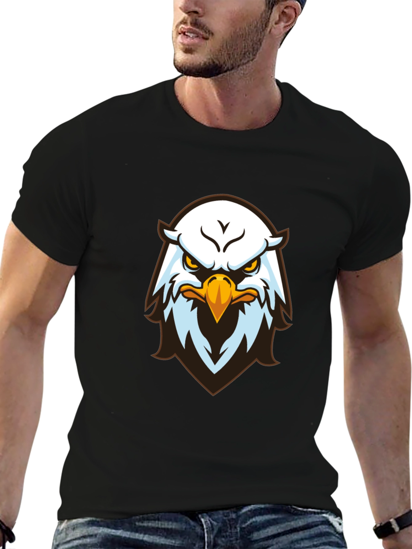 Eagle Graphic Print Black T-Shirt