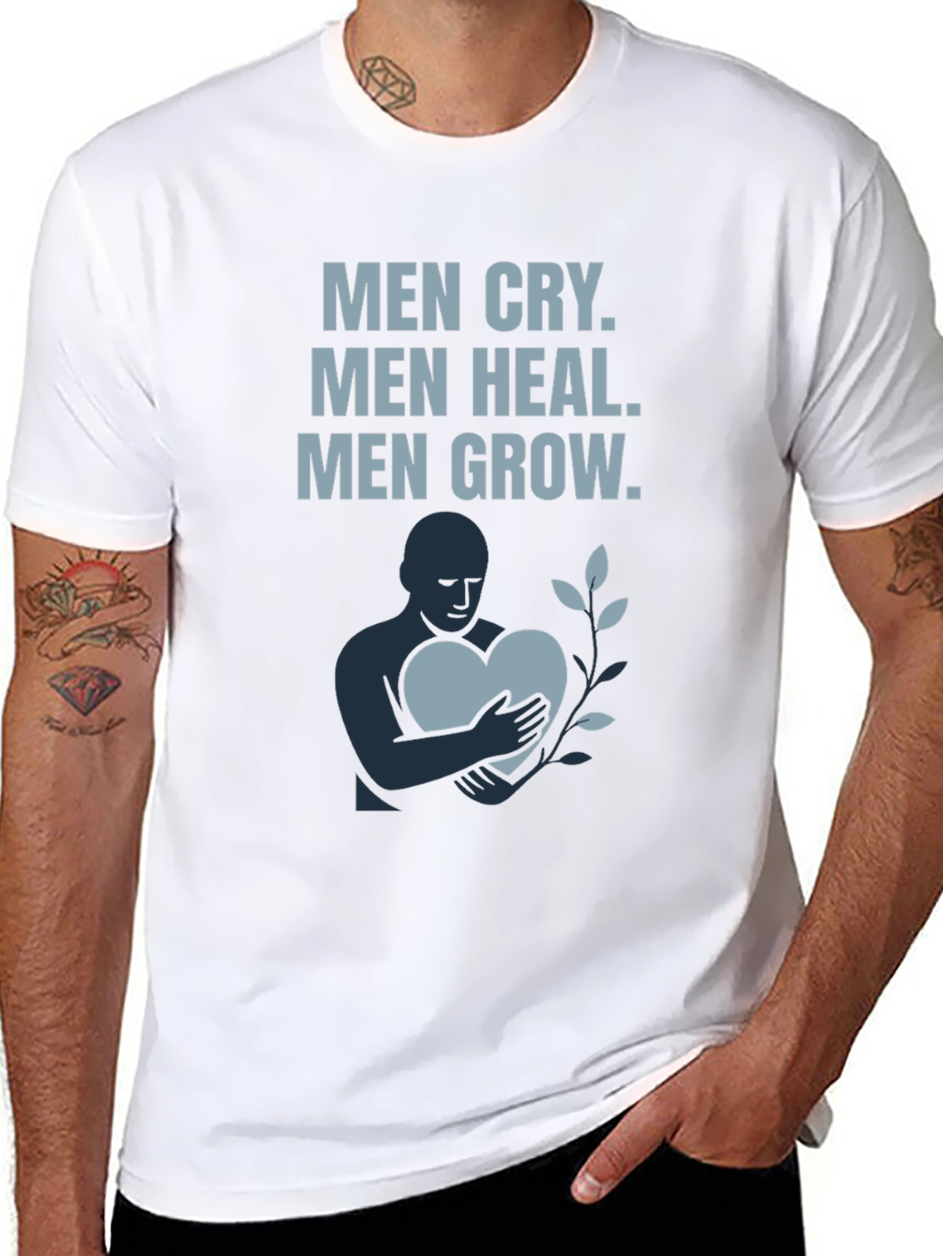Men Cry Heal Grow Graphic T-Shirt