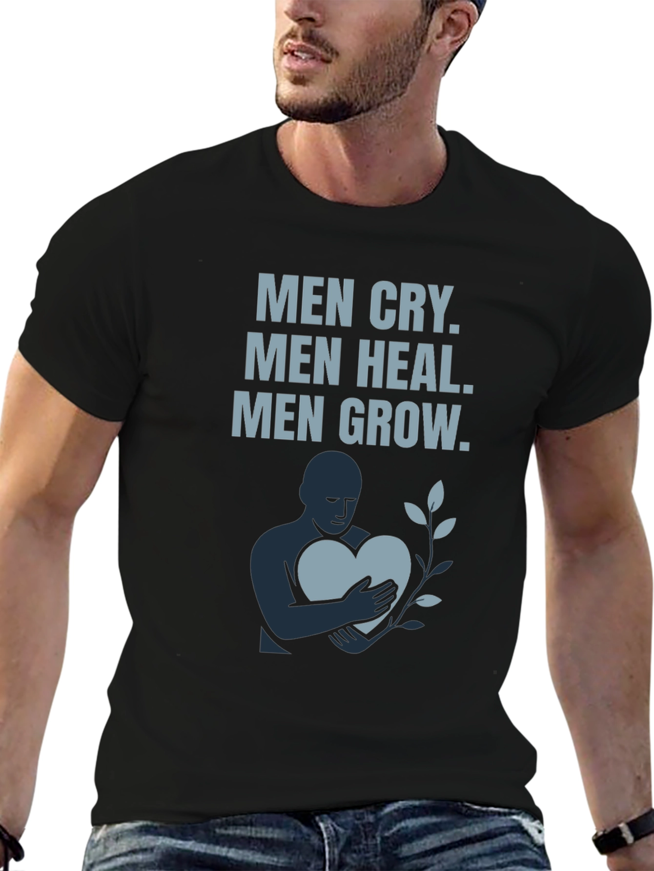 Men Cry Heal Grow Graphic T-Shirt