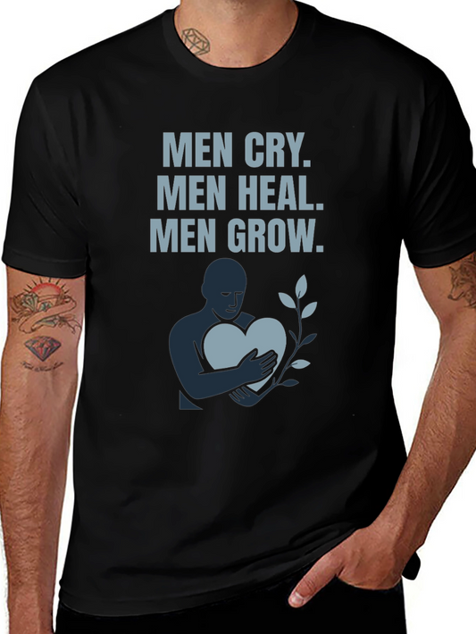 Men Cry Heal Grow Graphic T-Shirt