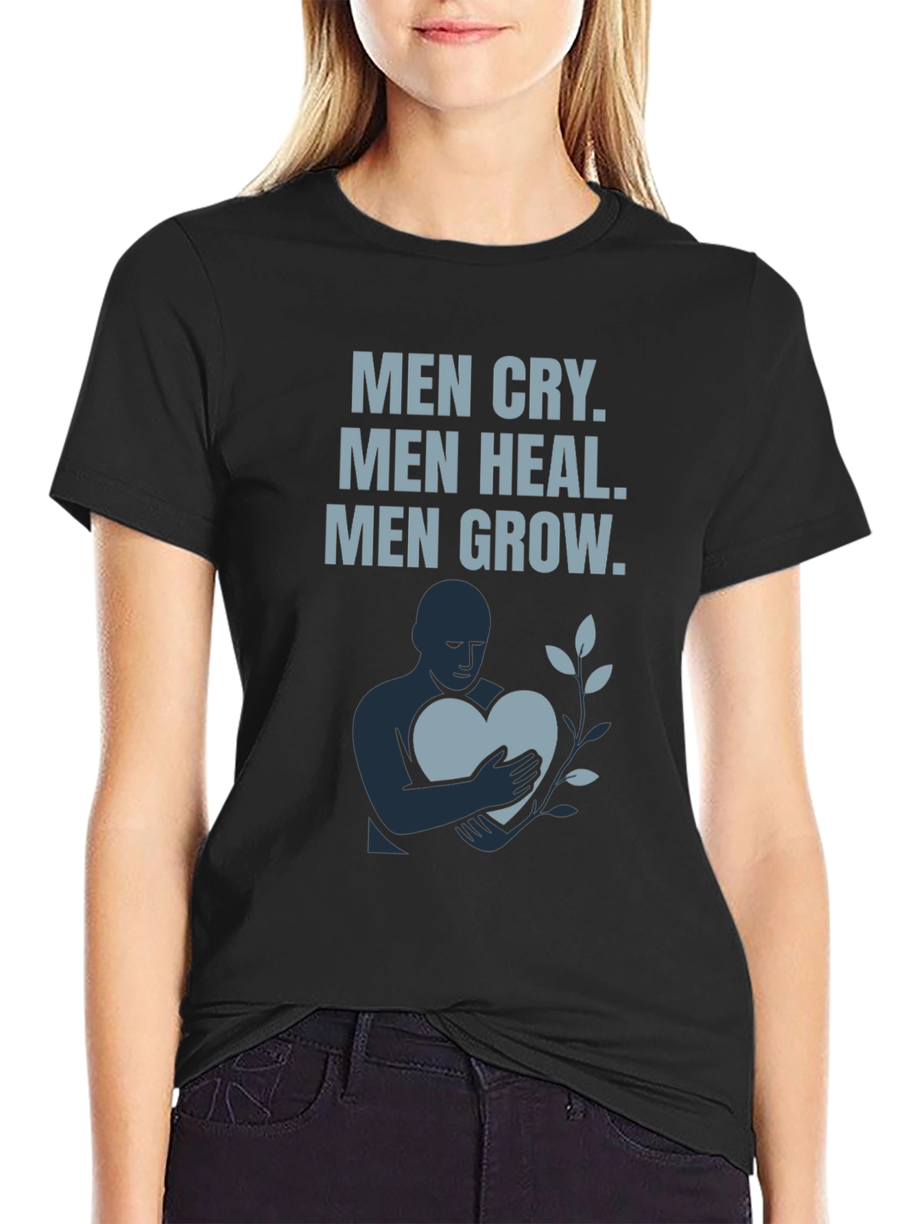 Men Cry Heal Grow Graphic T-Shirt