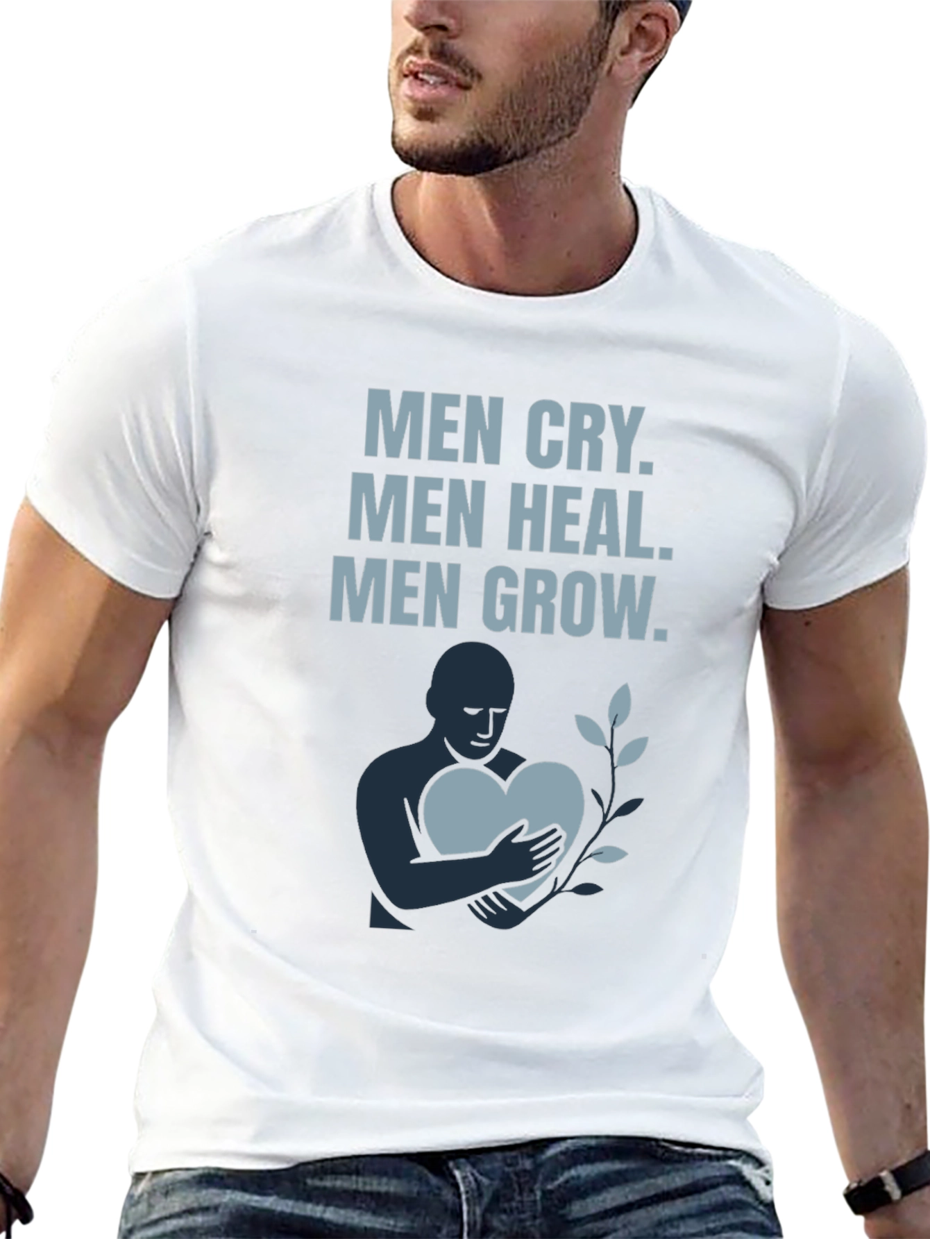 Men Cry Heal Grow Graphic T-Shirt