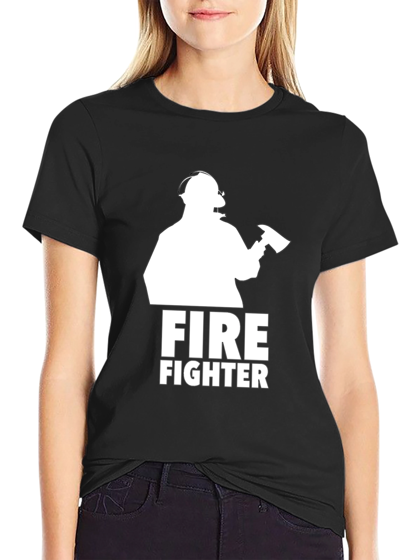 Firefighter Graphic Tee - Black Cotton T-Shirt