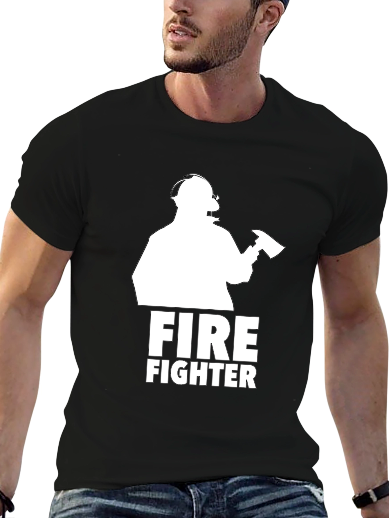 Firefighter Graphic Tee - Black Cotton T-Shirt