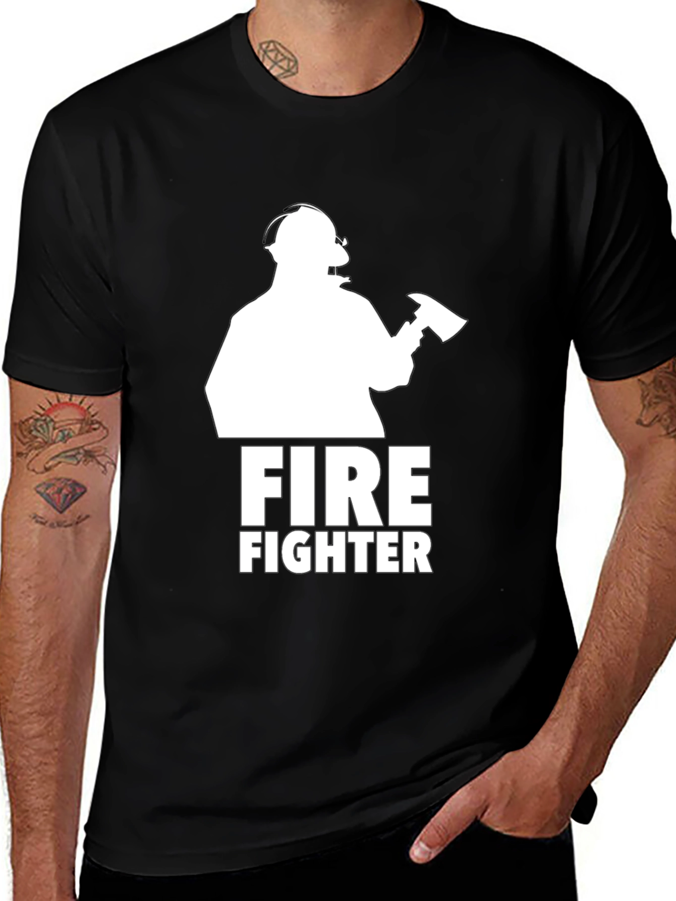 Firefighter Graphic Tee - Black Cotton T-Shirt