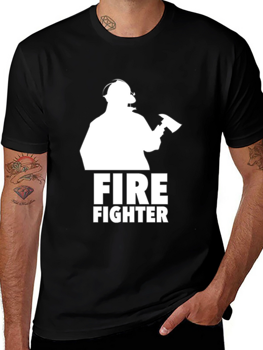 Firefighter Graphic Tee - Black Cotton T-Shirt