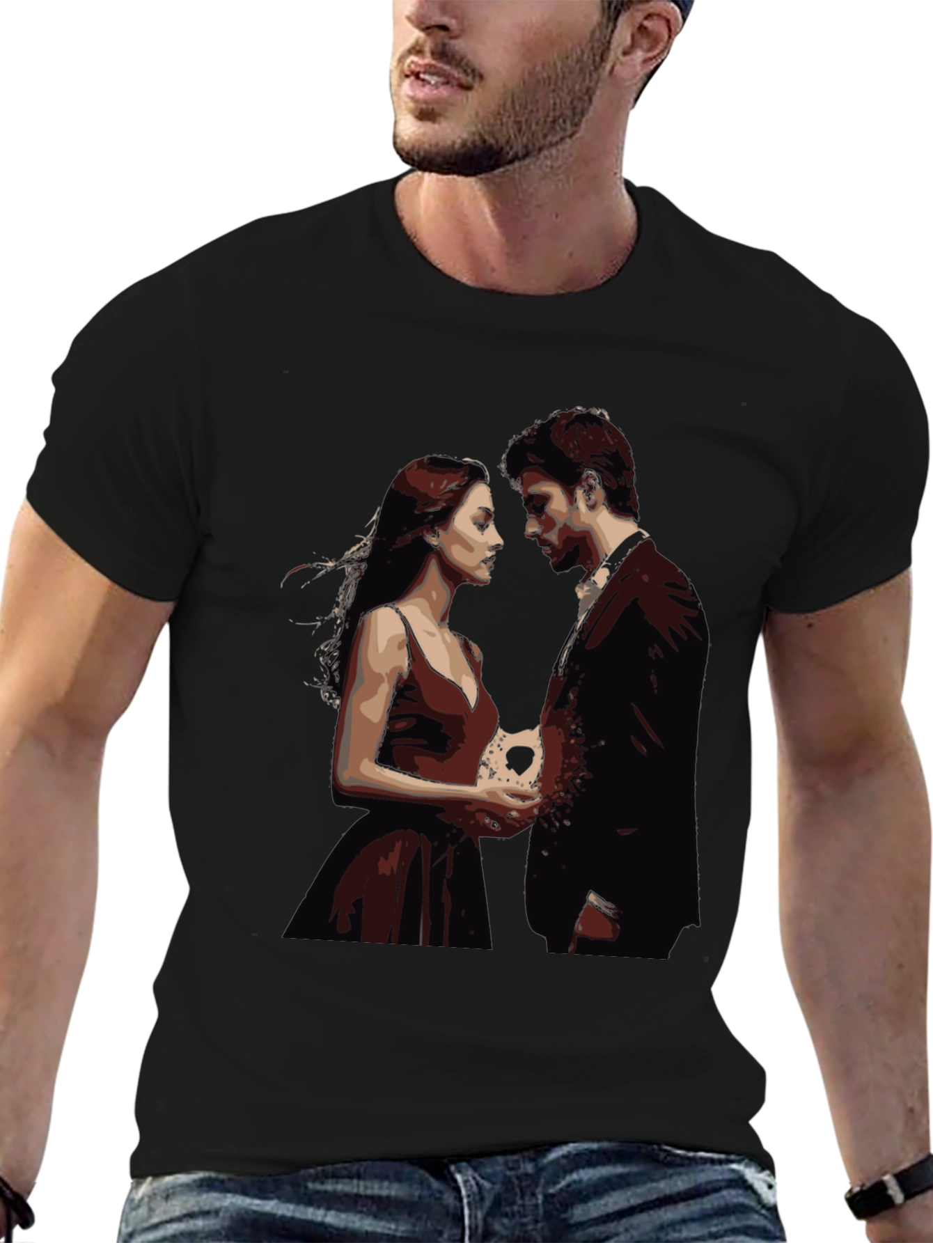 Romantic Couple Graphic Tee - Unique Design