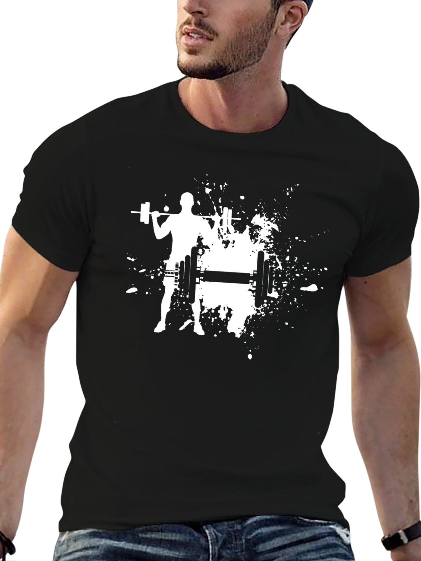 Weightlifting Silhouette Graphic Tee - Black