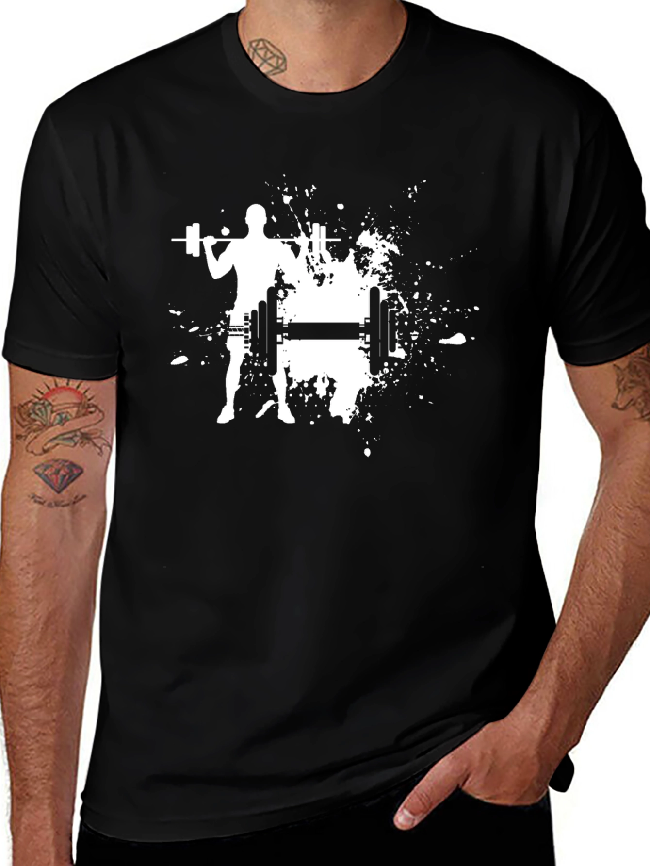 Weightlifting Silhouette Graphic Tee - Black