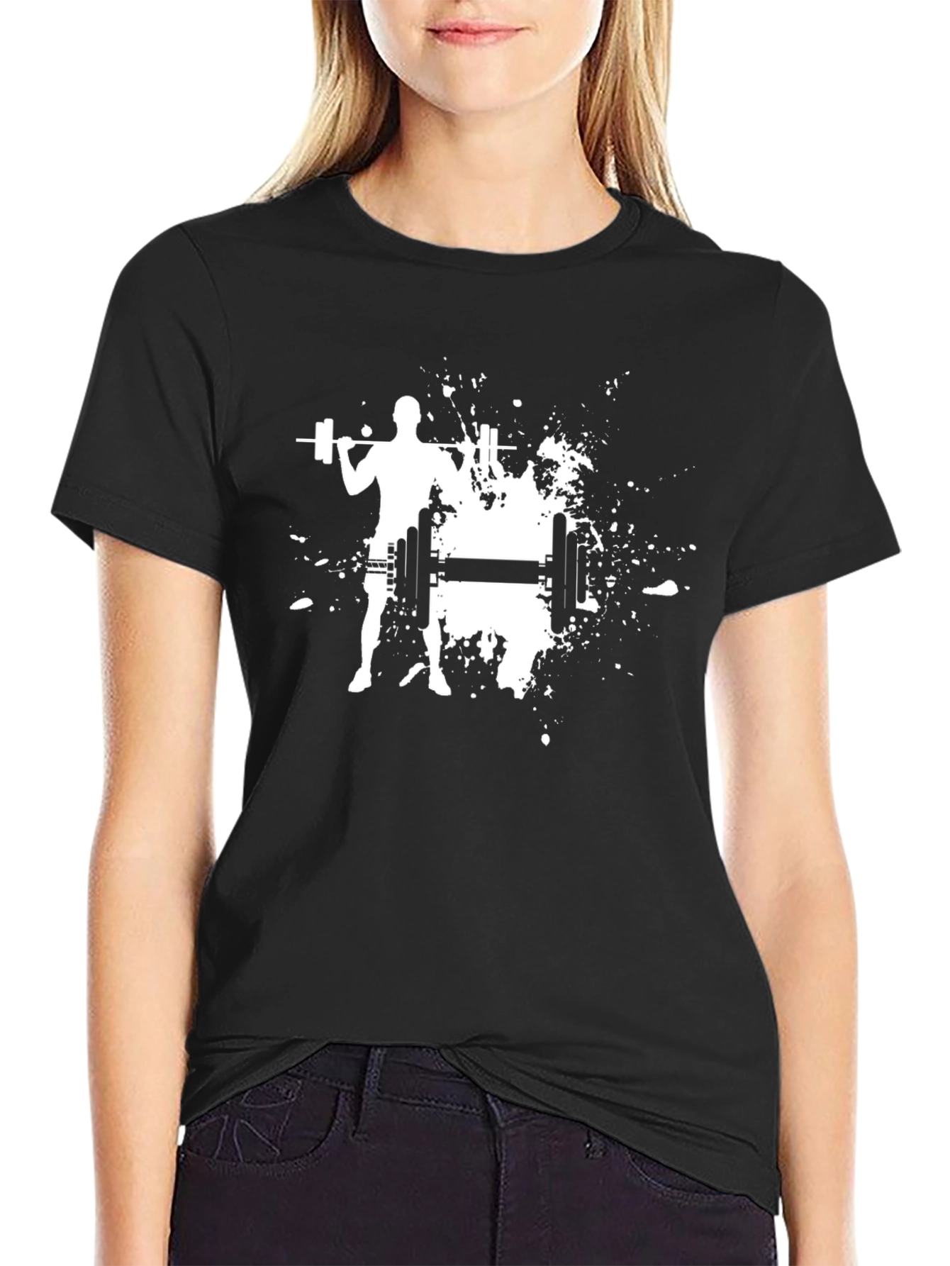 Weightlifting Silhouette Graphic Tee - Black
