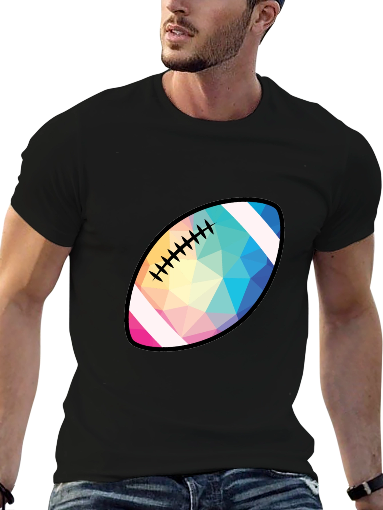 Geometric Football Graphic T-Shirt