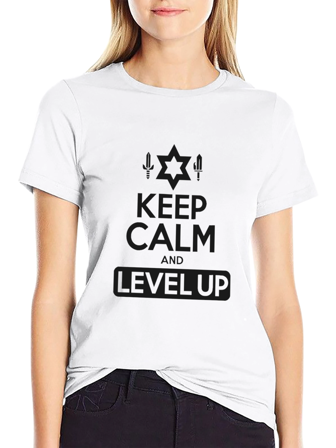 Keep Calm and Level Up Black T-Shirt