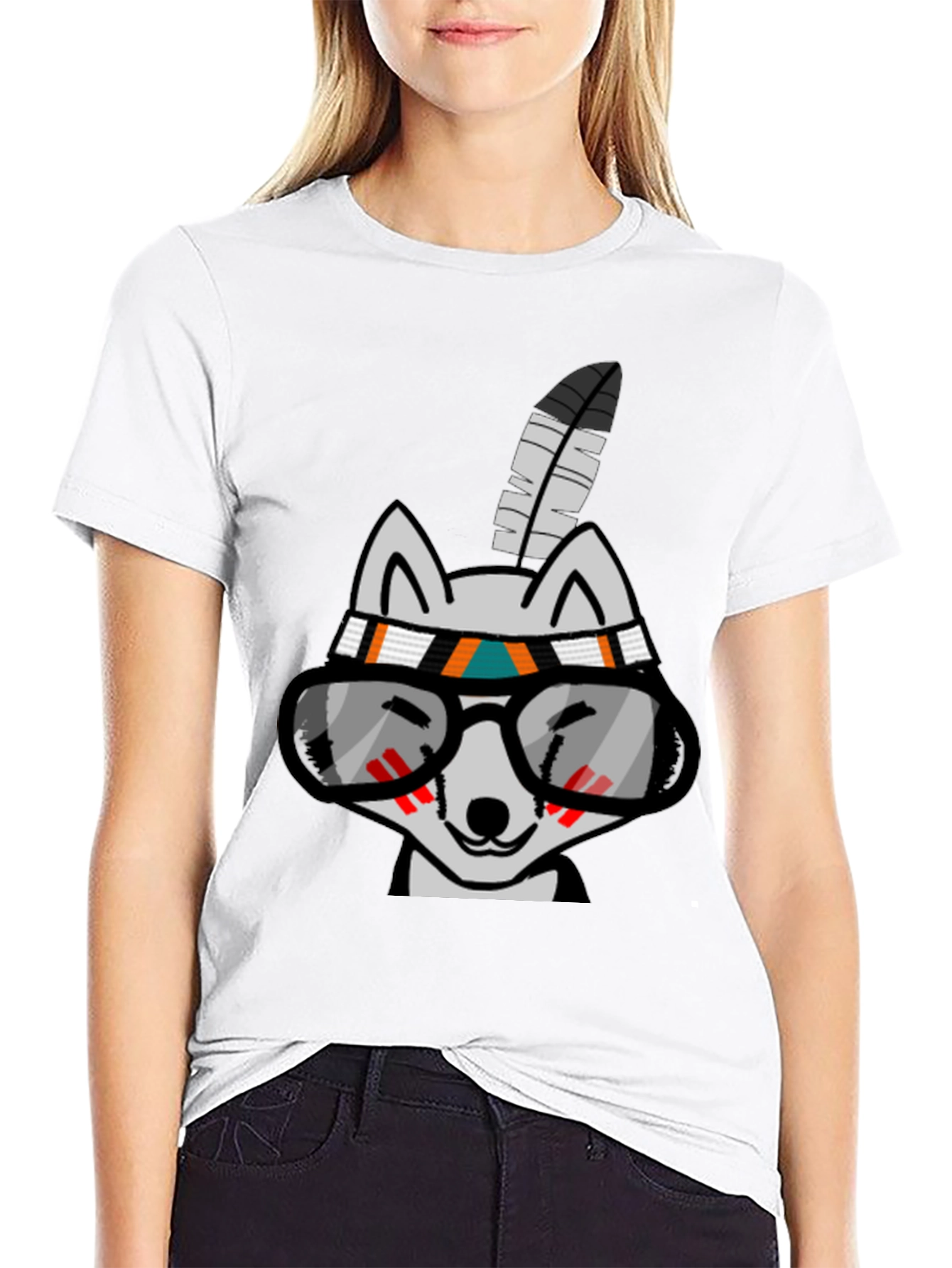 Cool Cartoon Wolf with Glasses T-Shirt