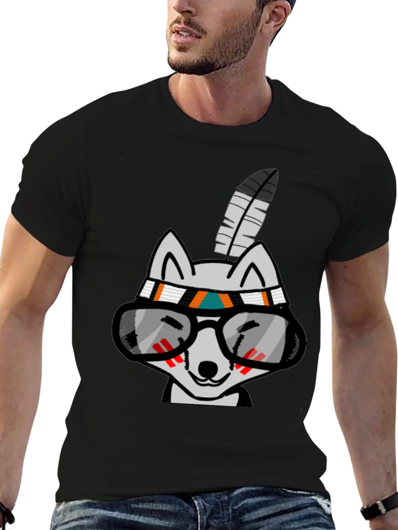 Cool Cartoon Wolf with Glasses T-Shirt