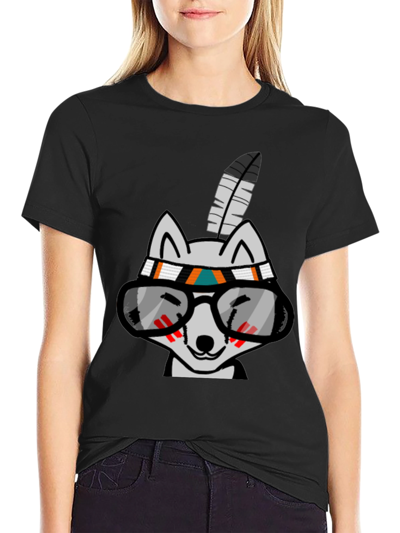 Cool Cartoon Wolf with Glasses T-Shirt