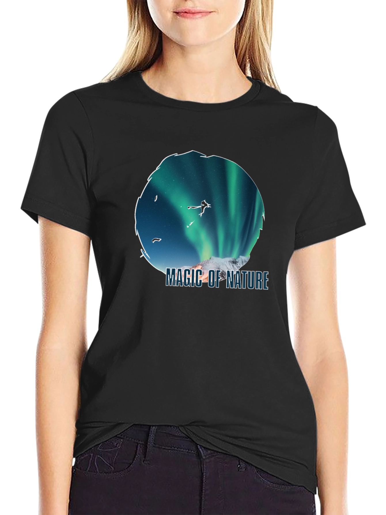 Magic of Nature Graphic Black Tee