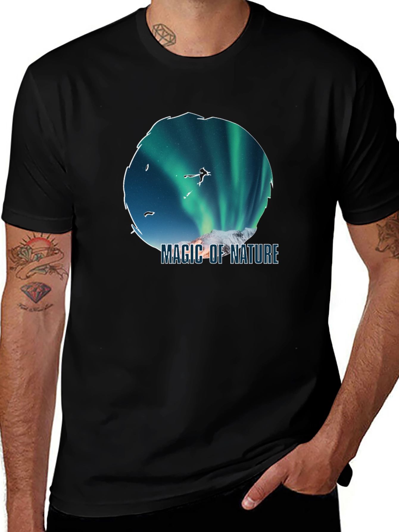 Magic of Nature Graphic Black Tee