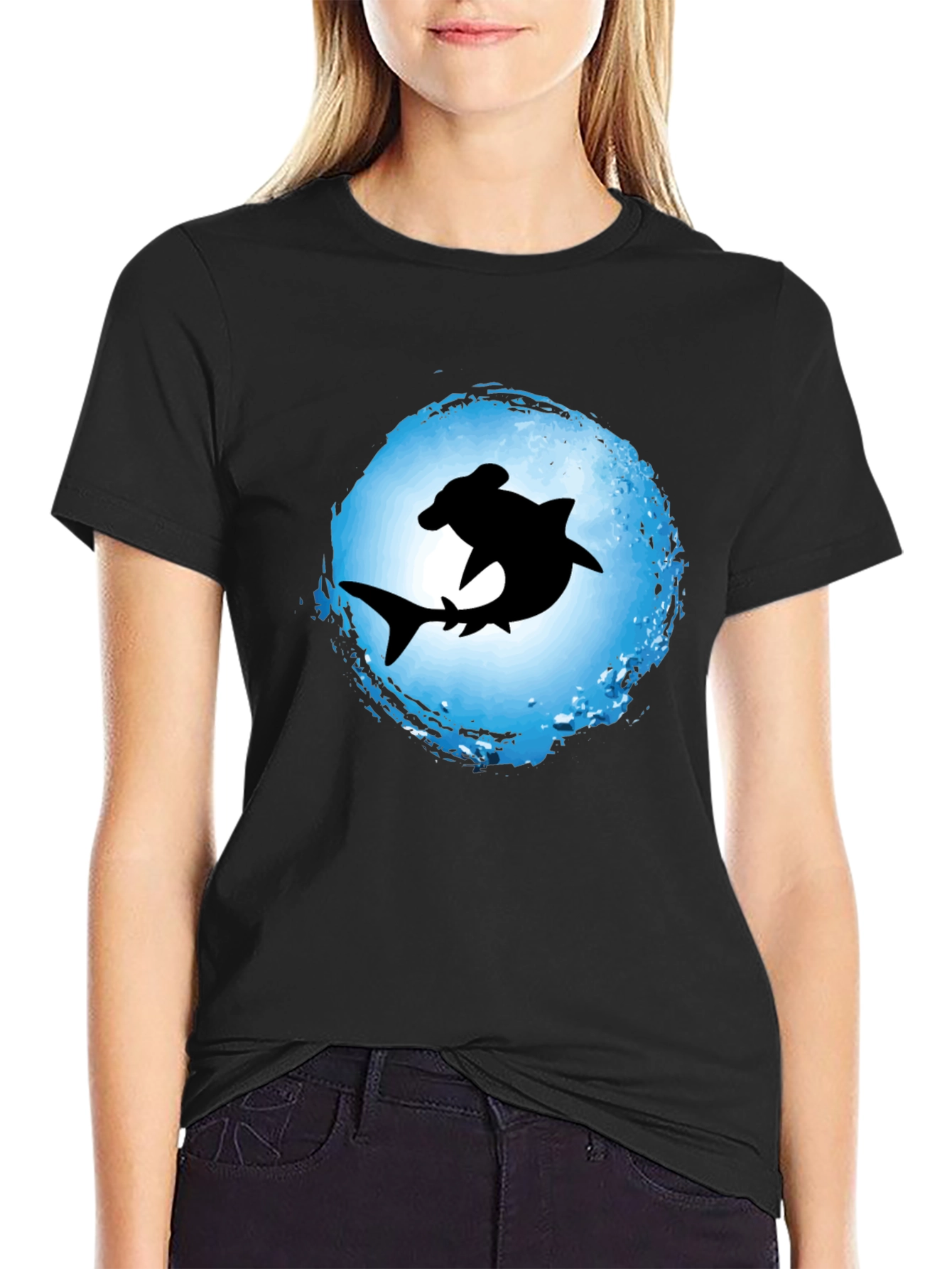 Hammerhead Shark Graphic Tee - Black
