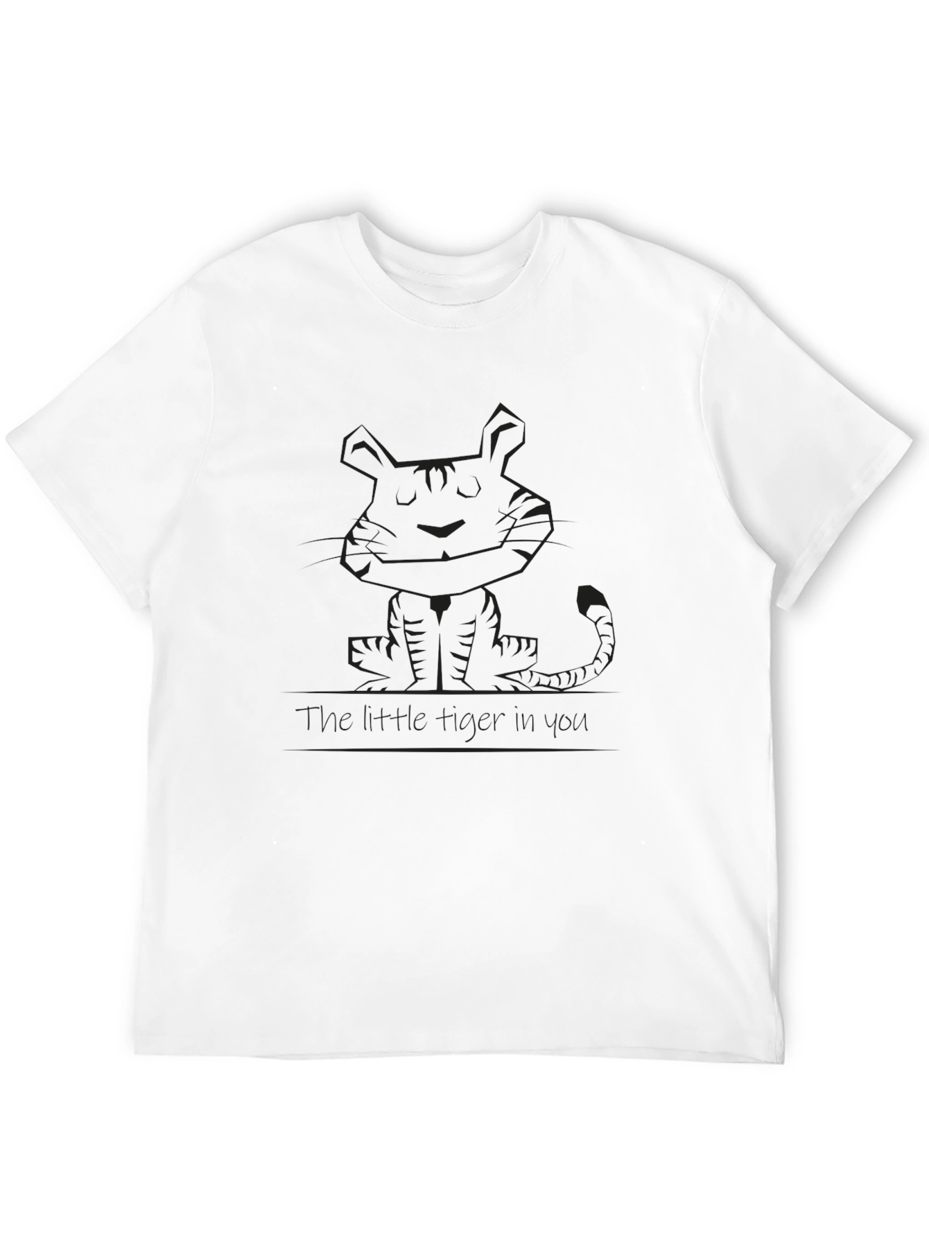 Black Graphic Tee - Cartoon Tiger Design